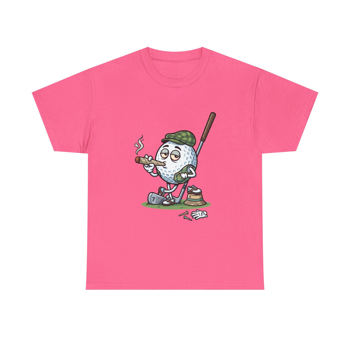 1 Golf Ball Cartoon T-Shirt — Weed Smoking Golfer Vintage Style Tee