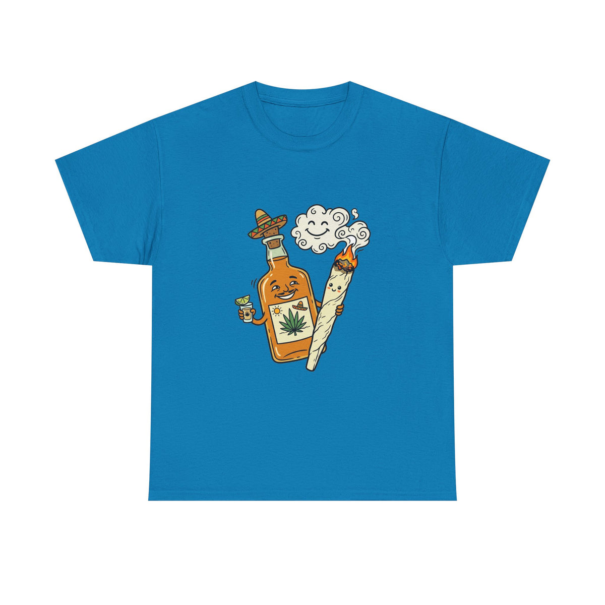 A Cannabis & Tequila Tee — Funny Joint and Bottle Graphic T-Shirt