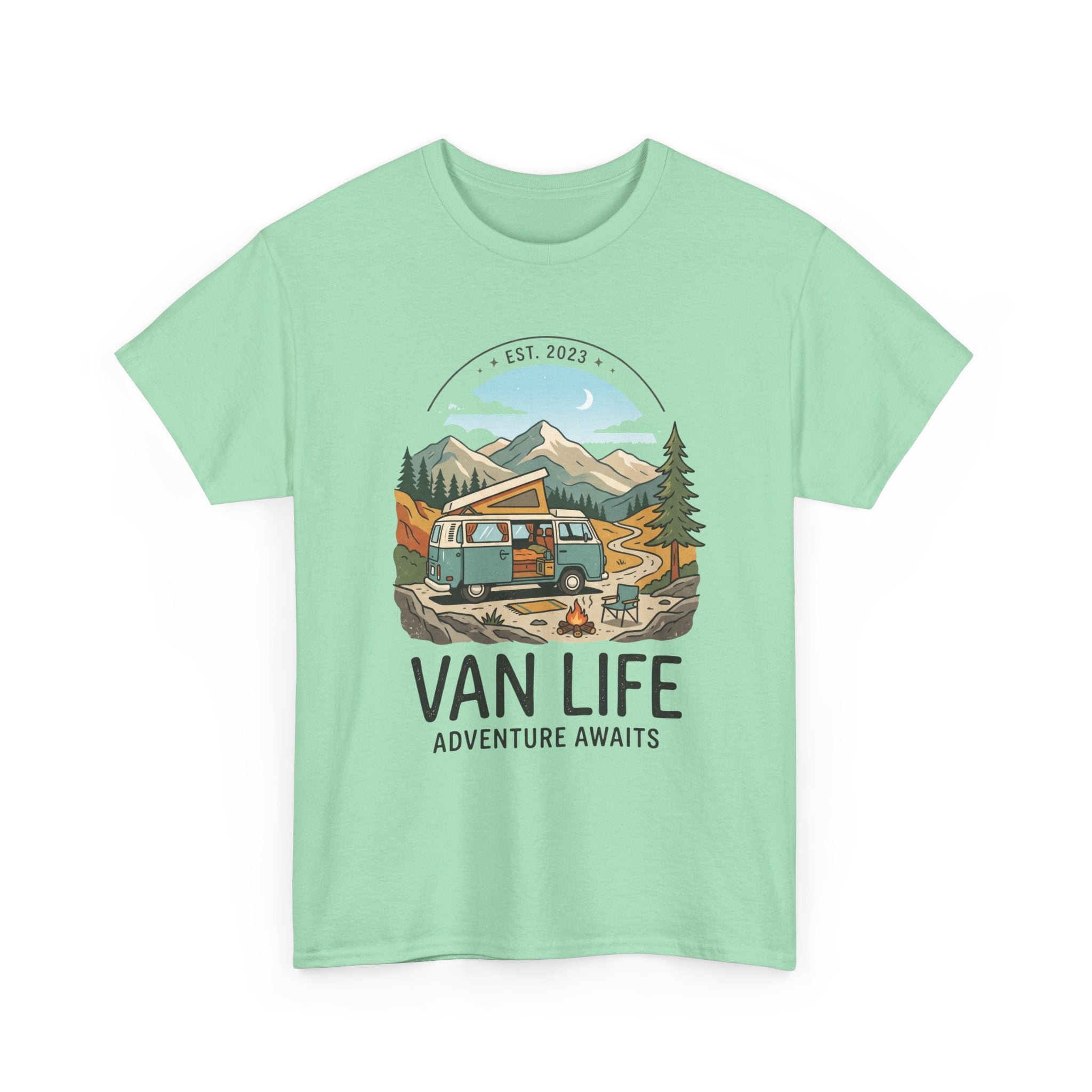 Van Life Adventure Awaits Unisex Heavy Cotton Tee