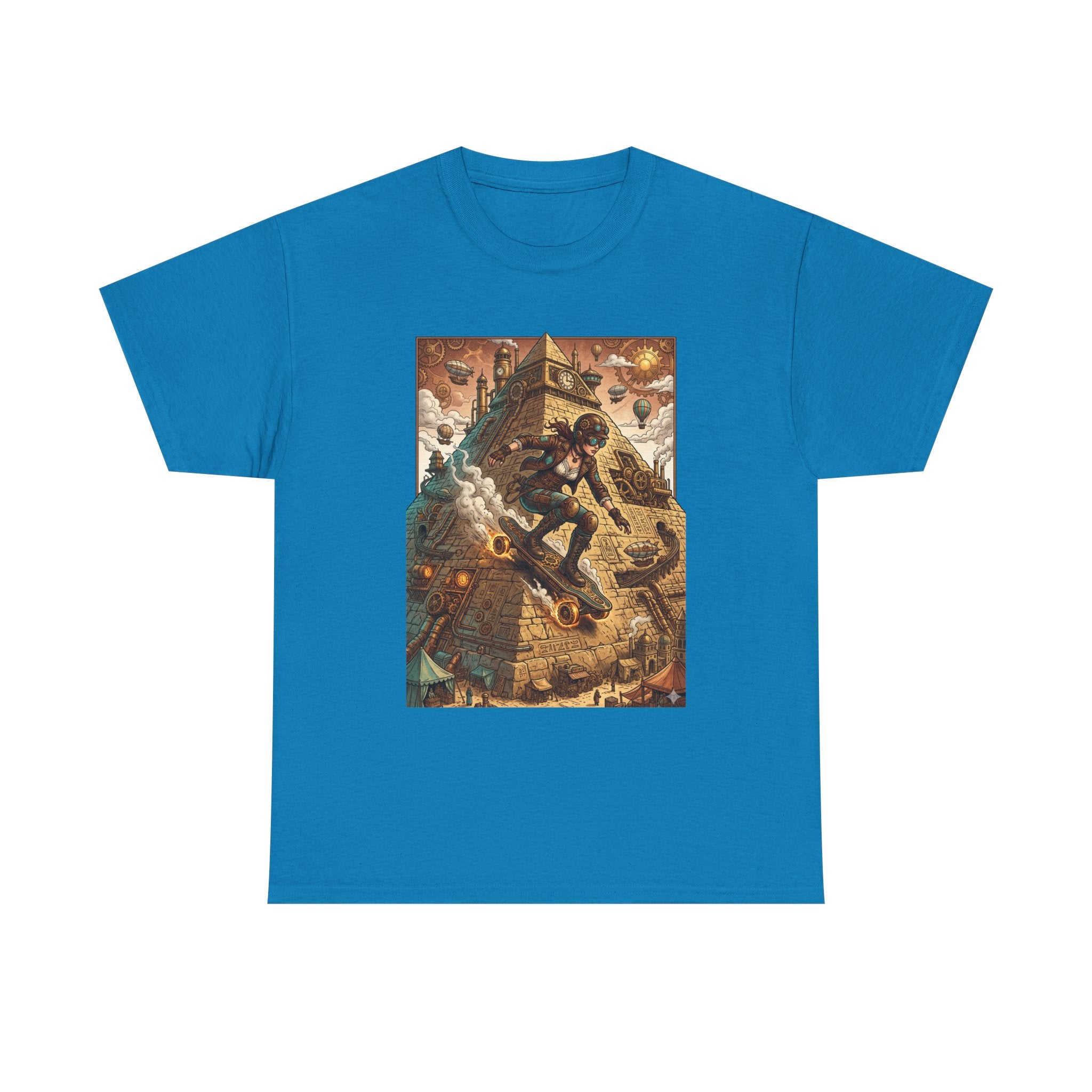Steampunk Girl Skateboarder Art Print Tee Pyramid