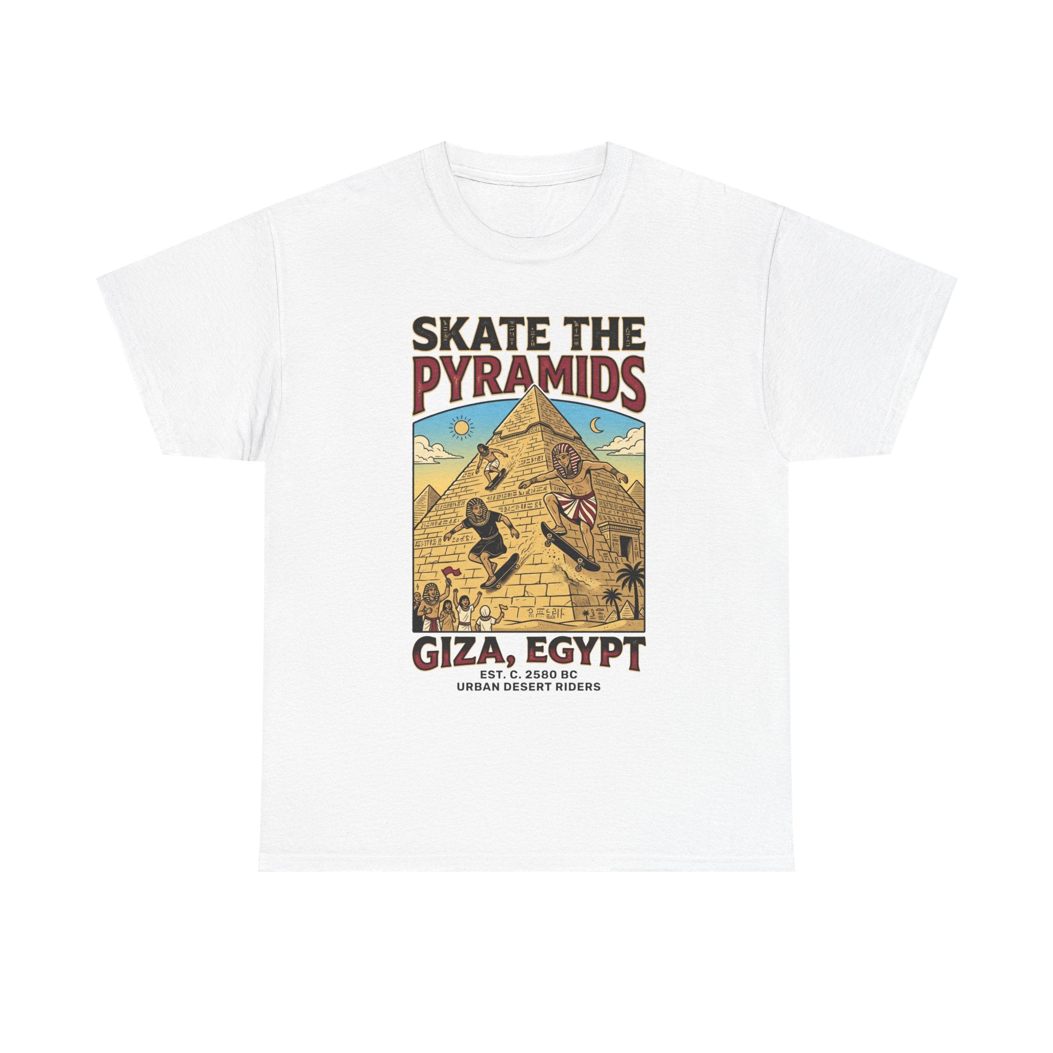 Skate The Pyramids Tee — Giza Egypt Skateboarding Graphic T-Shirt