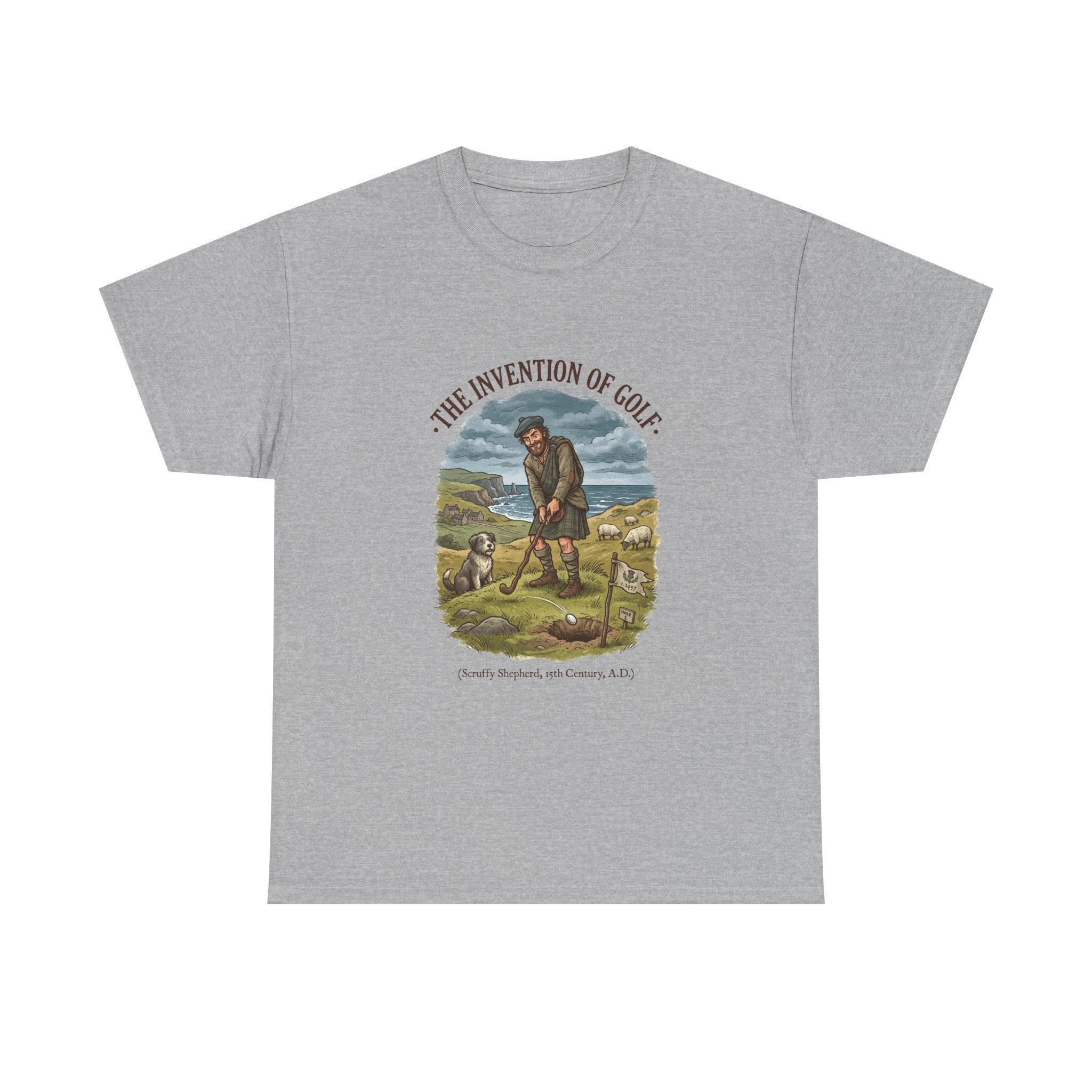 The Invention of Golf T-Shirt — Vintage Golfer Illustration Tee