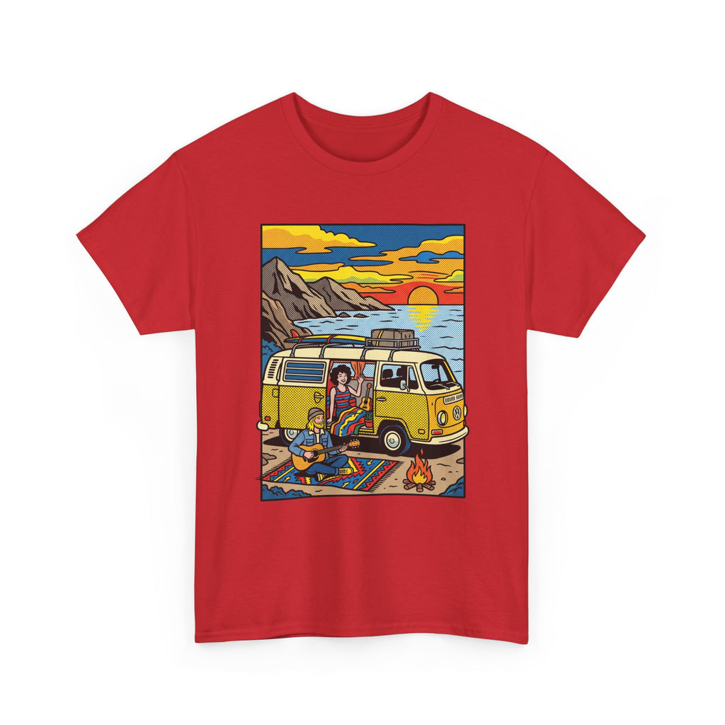 Surf Van Sunset T‑Shirt — Retro Camper Beach Scene Tee