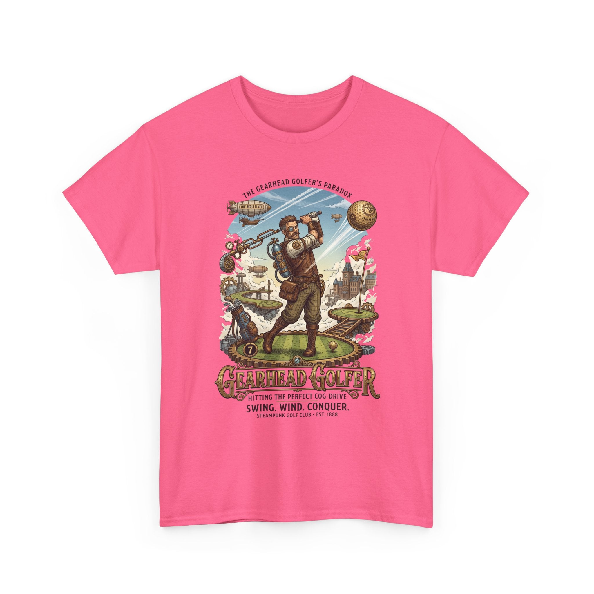 Steampunk Golf T-Shirt - 'Gearhead Golfer' Vintage Car & Golf Humor Tee