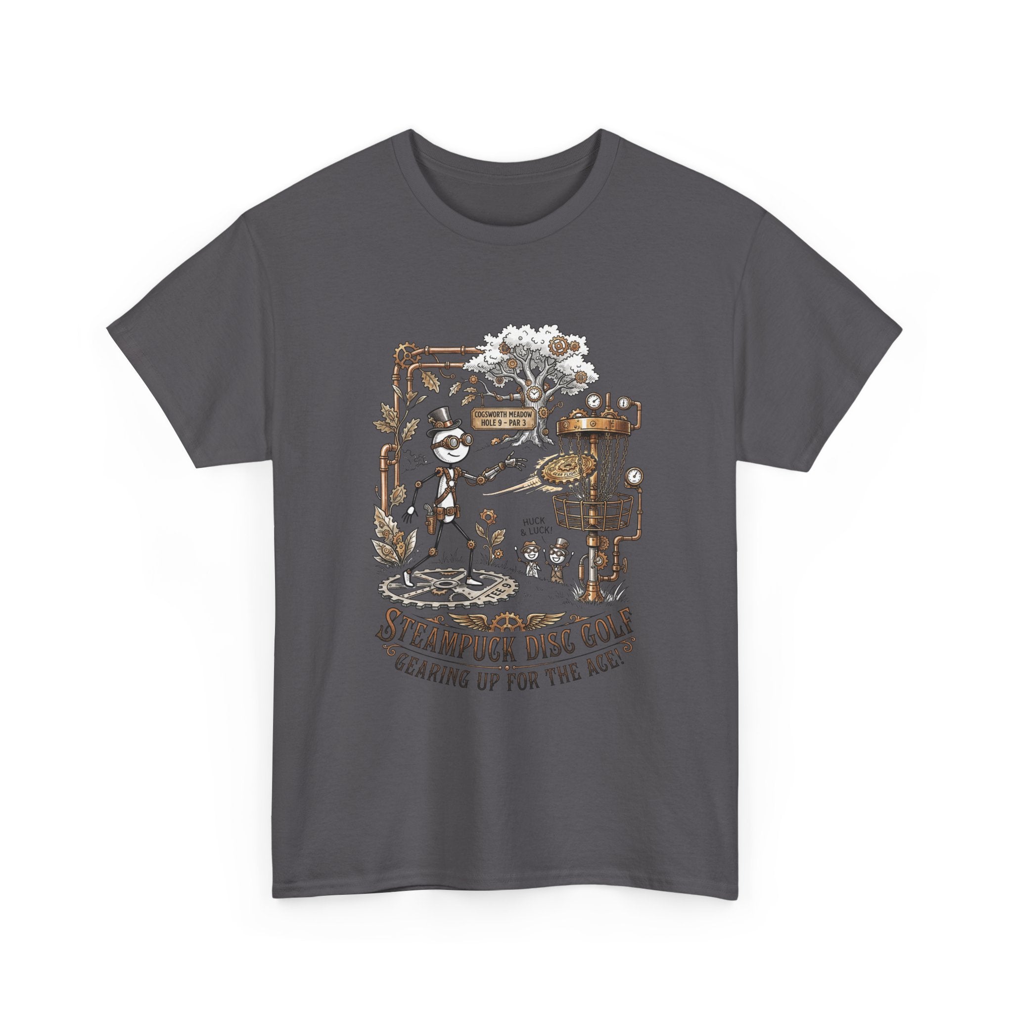Steampunk Disc Golf T-Shirt — "Gearing Up for the Ace" Vintage Disc Golf Tee
