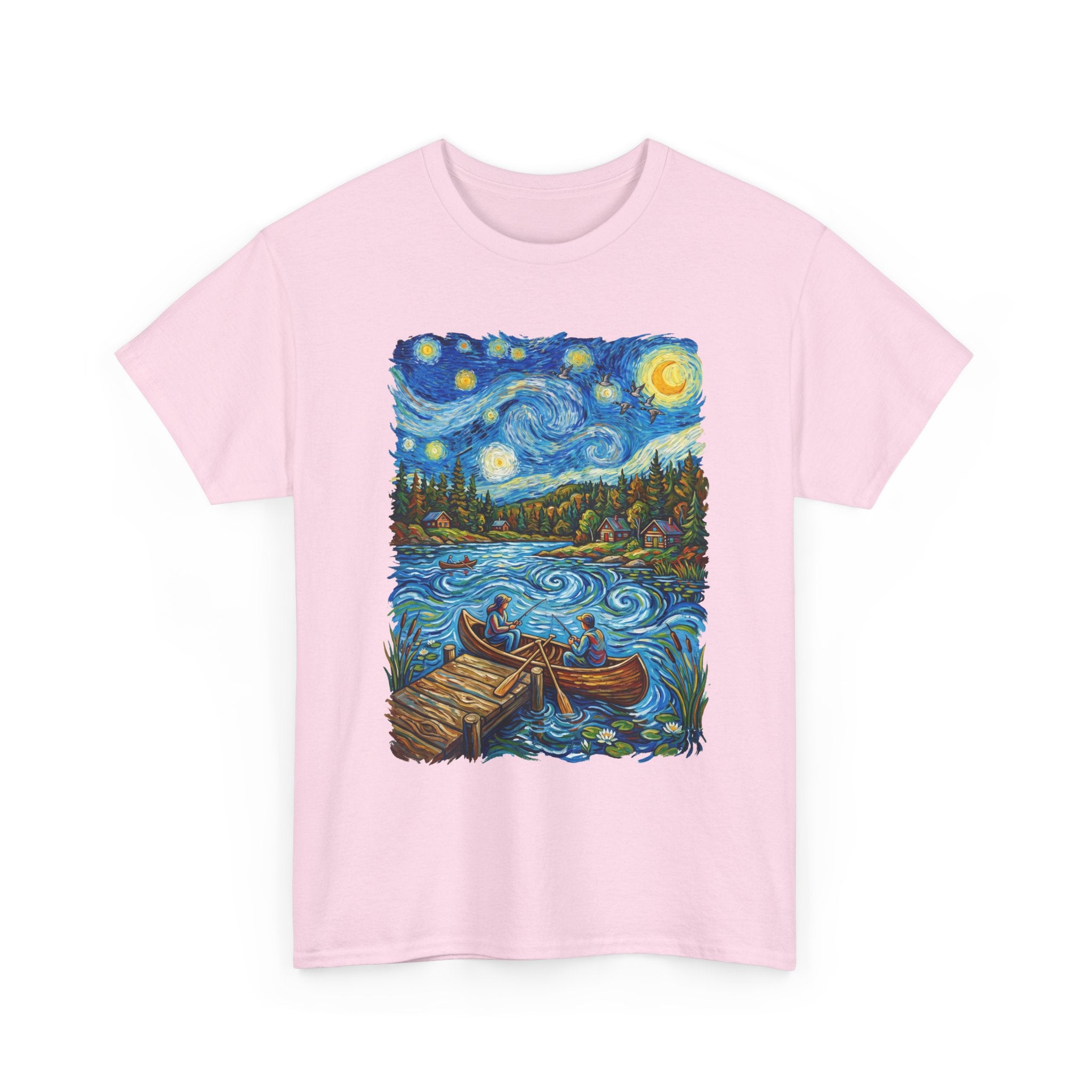 Starry Night Lake T-Shirt — Canoe Dock Scenic Tee