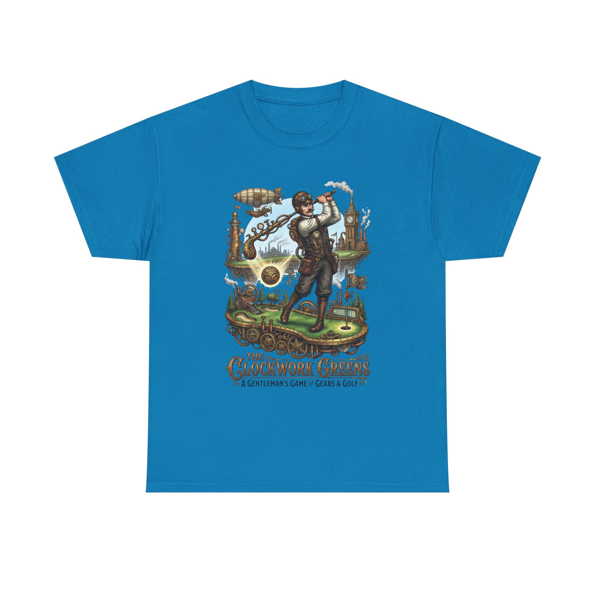 Golf Steampunk T-Shirt — "The Clockwork Greens" Vintage Golfing Design