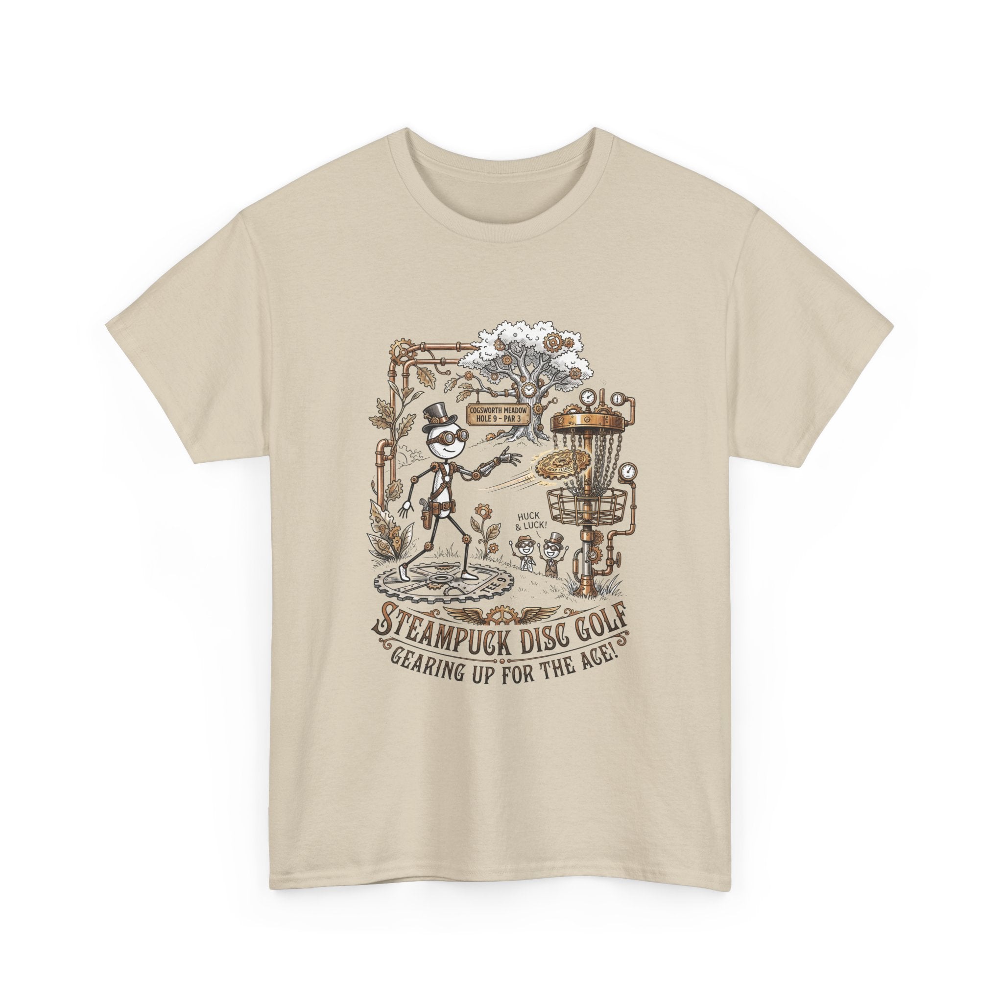 Steampunk Disc Golf T-Shirt — "Gearing Up for the Ace" Vintage Disc Golf Tee