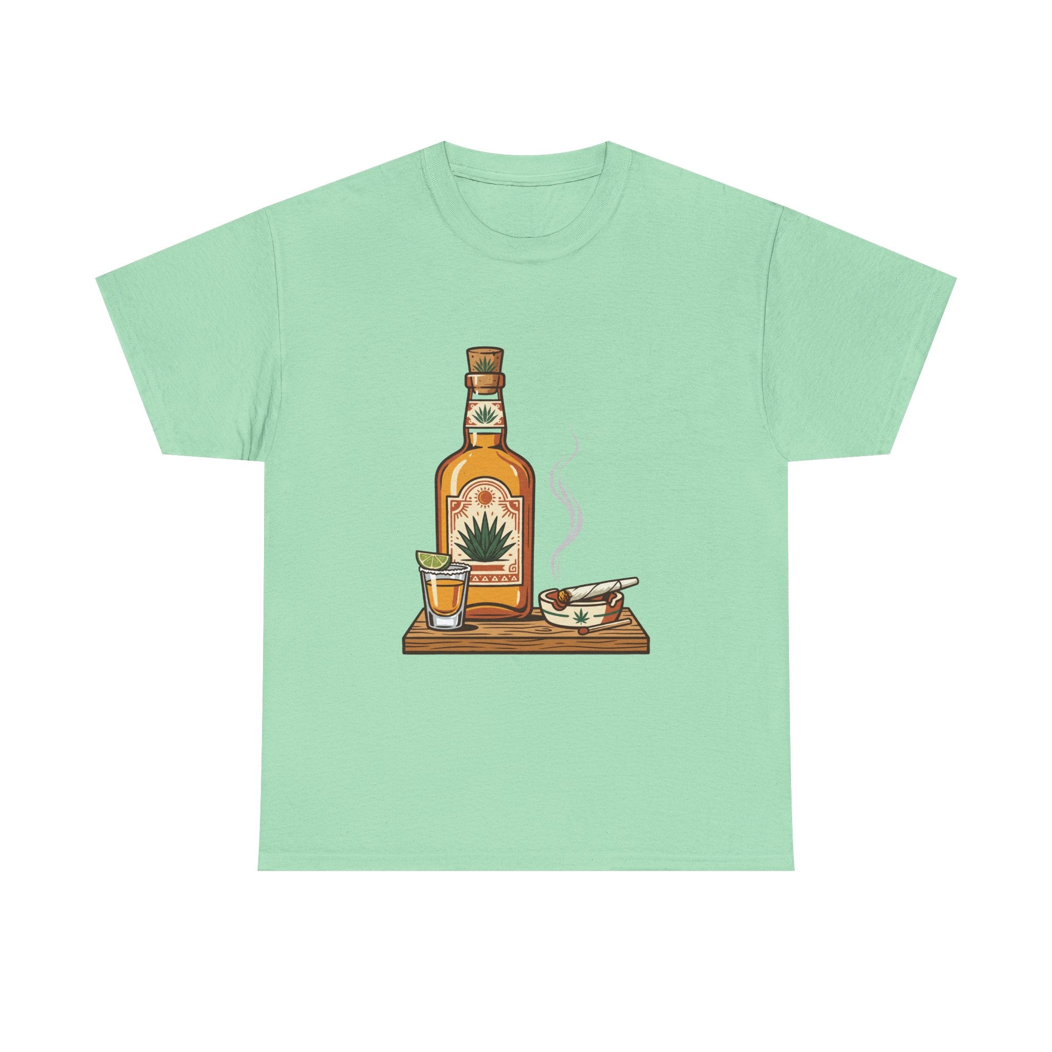 Tequila & A joint Tee — Bottle, Shot Glass & joint Graphic Shirt