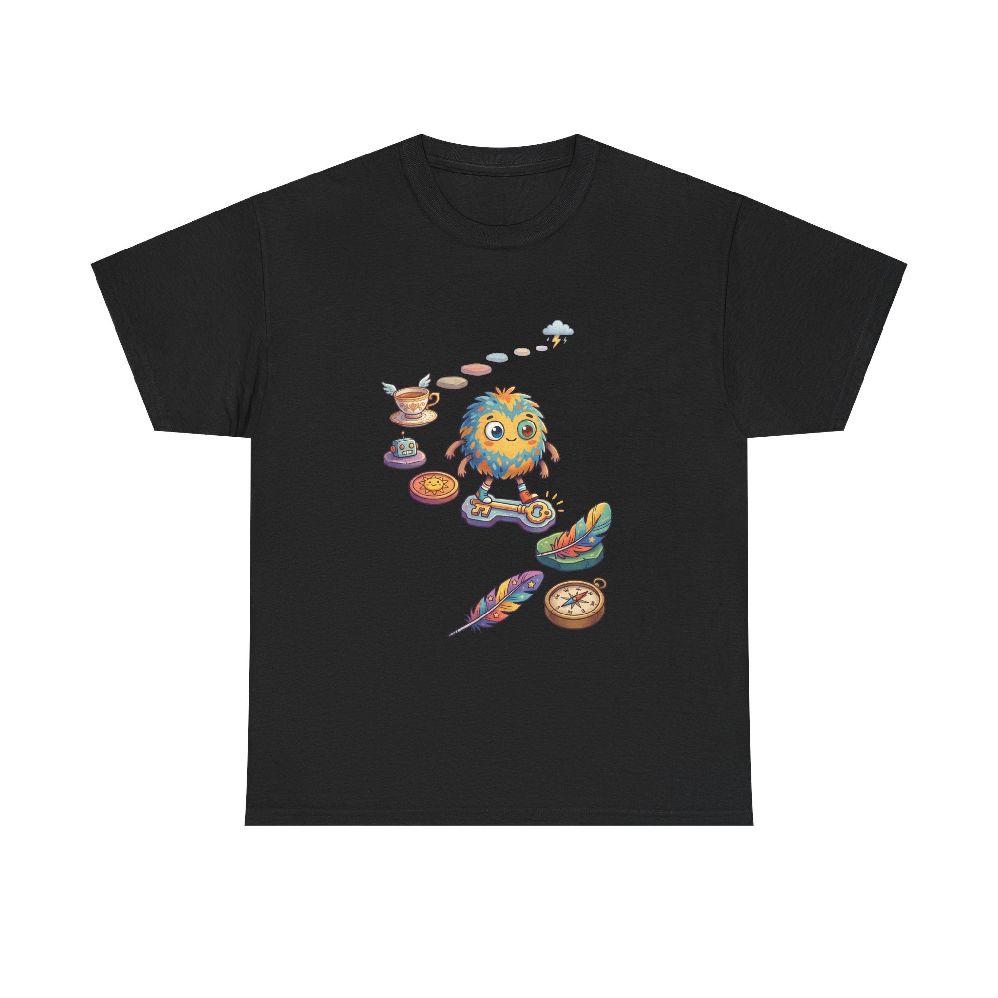 T-Shirt — Whimsical Cosmic Creature with Ritual Objects Graphic Tee