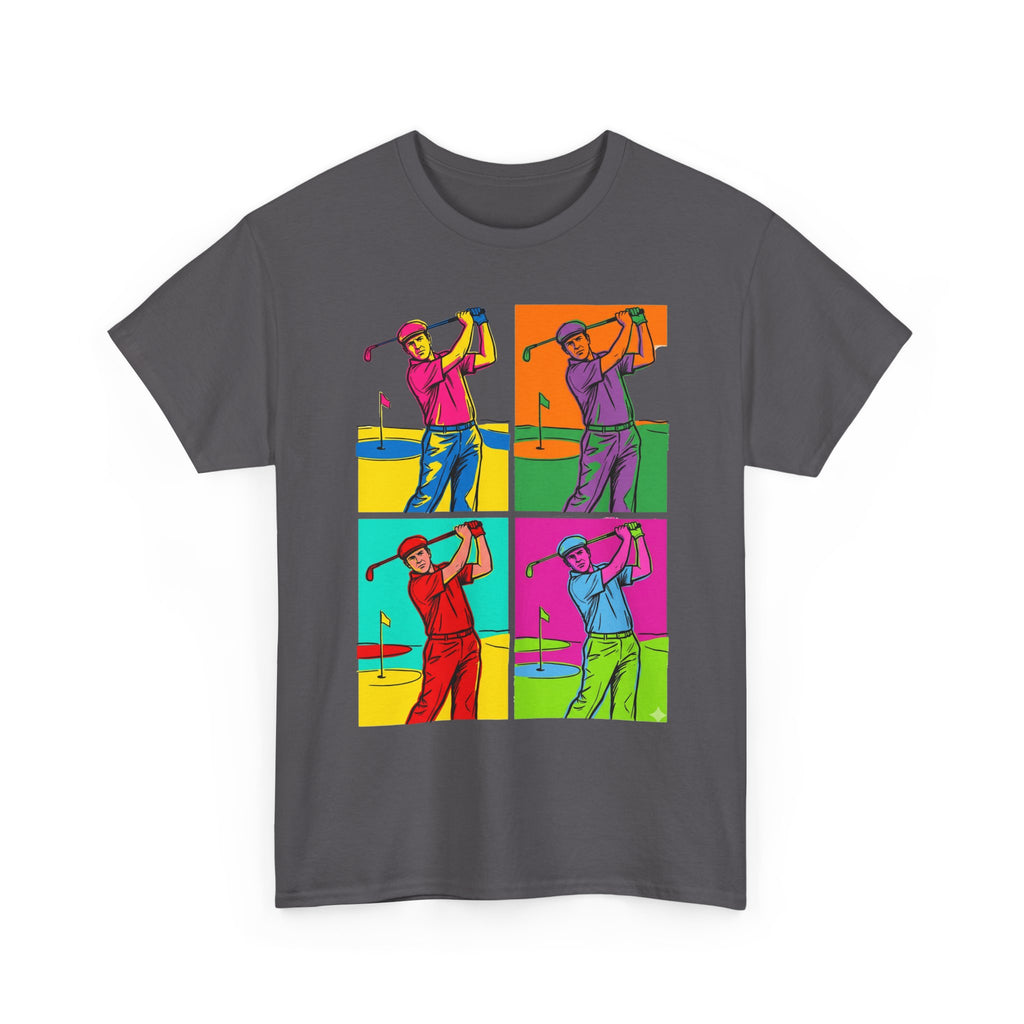 Golf Pop Art T-Shirt — Colorful Golfer Swing Graphic Tee