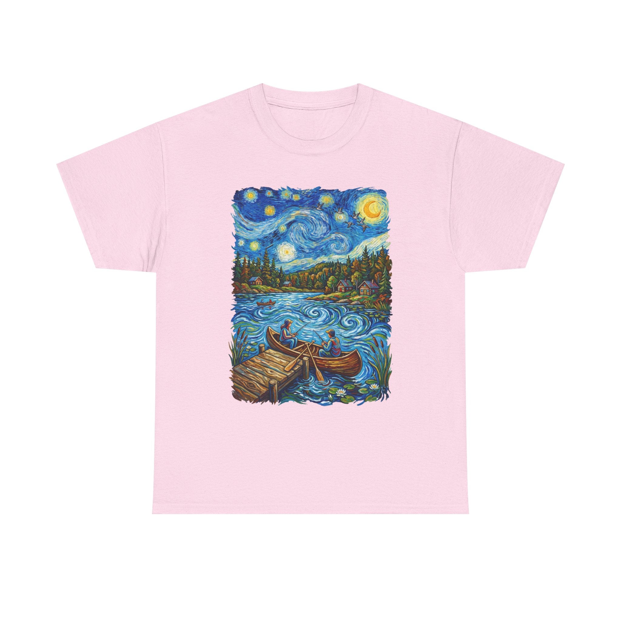 Starry Night Lake T-Shirt — Canoe Dock Scenic Tee