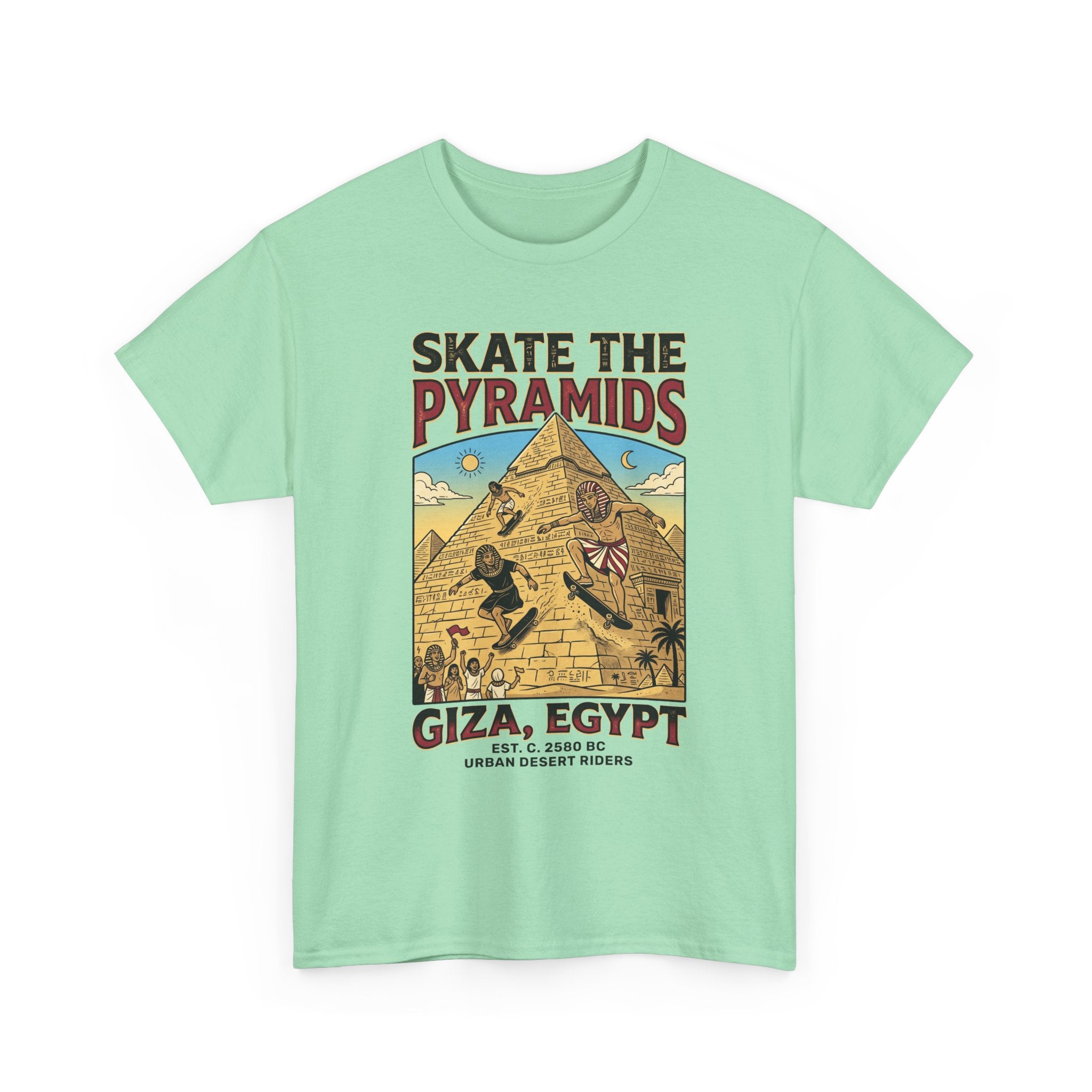 Skate The Pyramids Tee — Giza Egypt Skateboarding Graphic T-Shirt