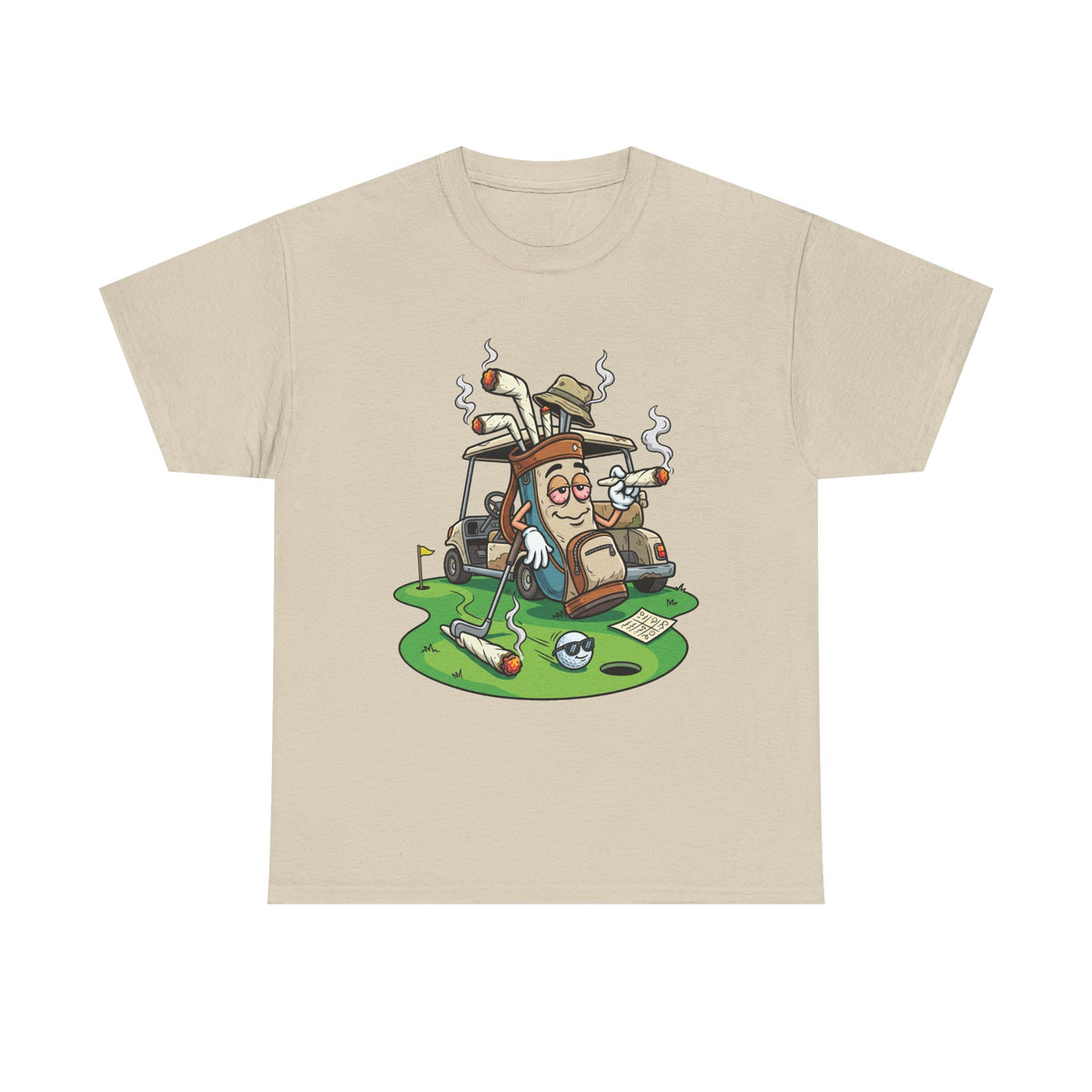 1 Golf weed Lounge T‑Shirt — Relaxed Golfer Cartoon Tee