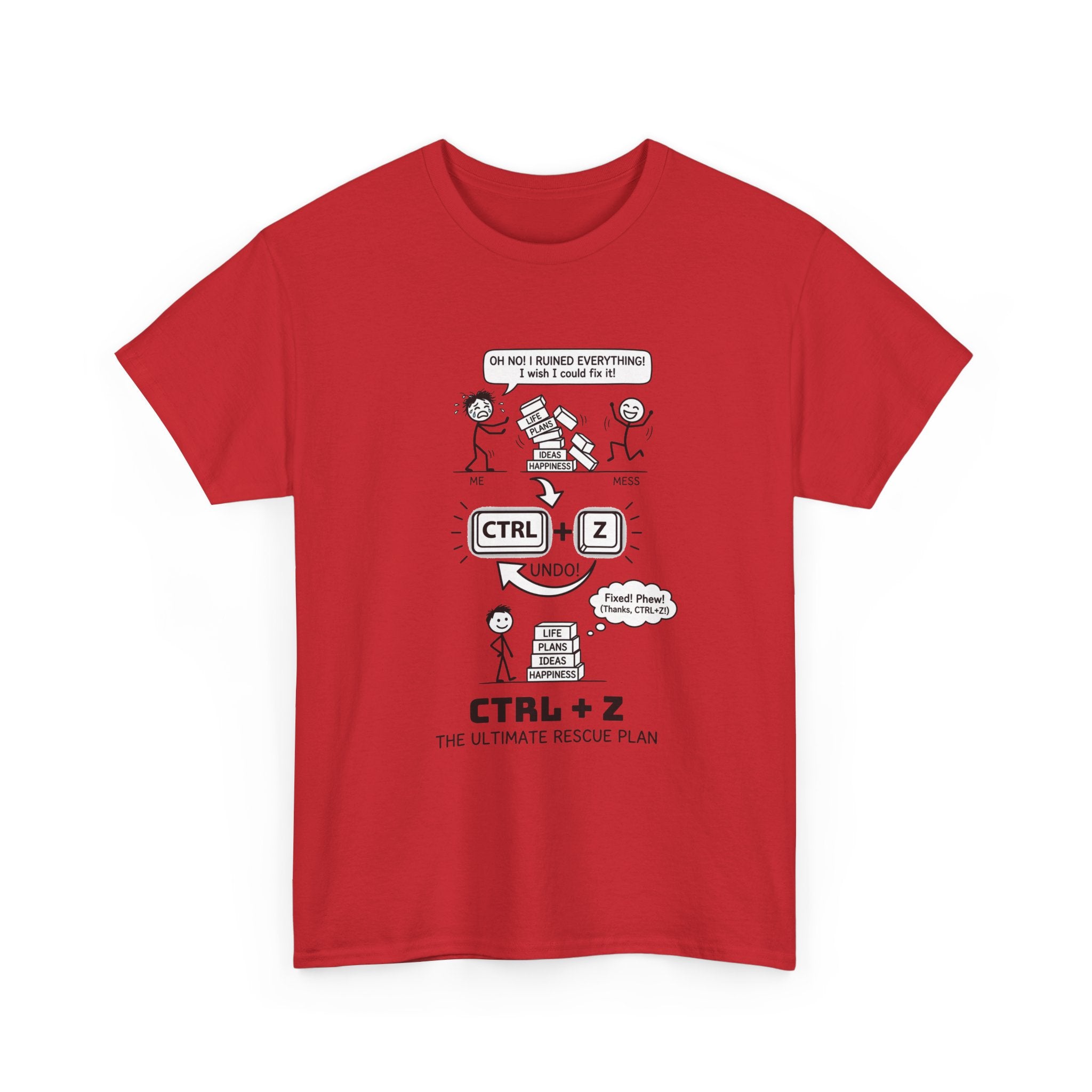 CTRL + Z T-Shirt — Funny Programmer Comic Tee ("The Ultimate Rescue Plan")