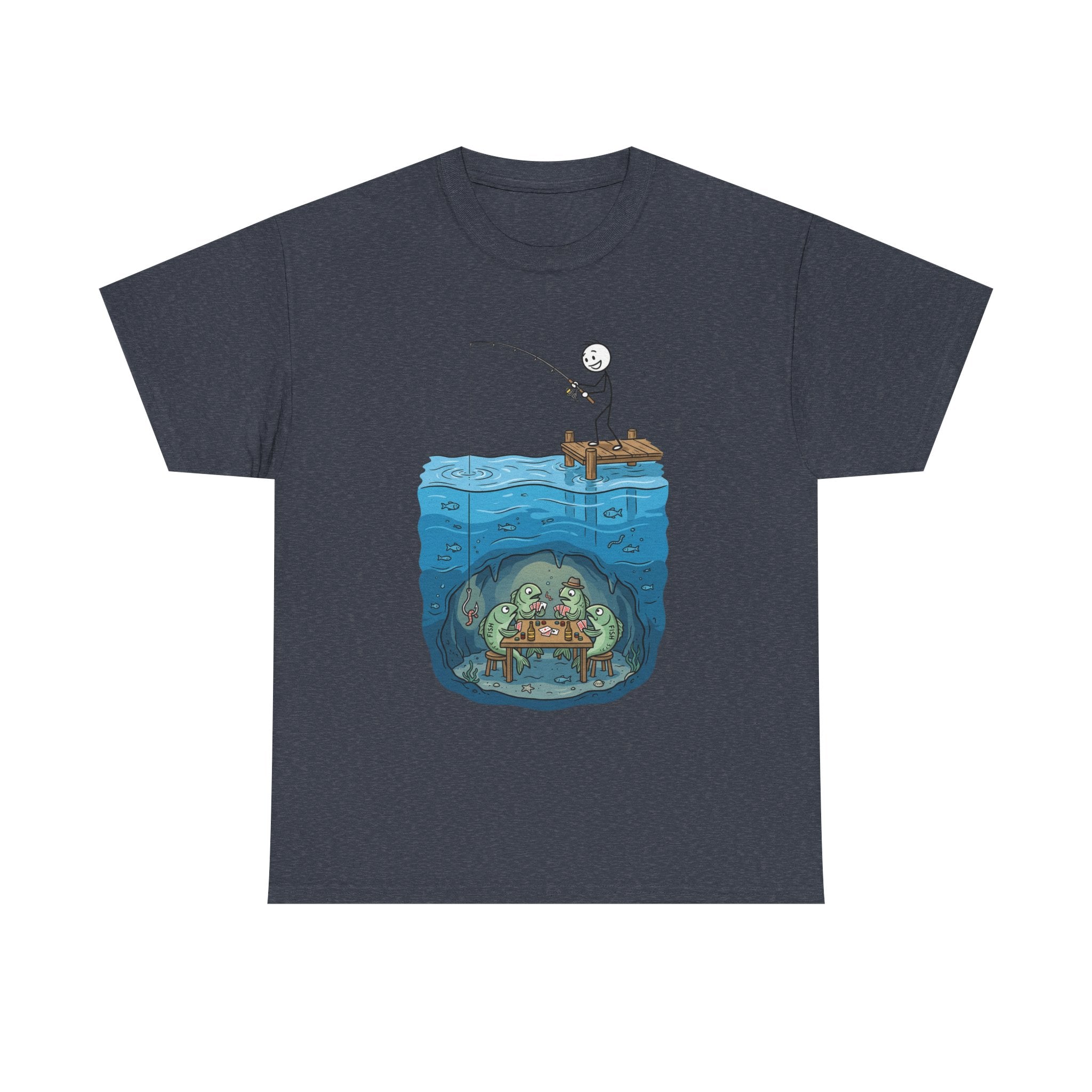 Fishing Tee — Underwater Surprise Cartoon T-Shirt (Fisherman & Sea Creatures)