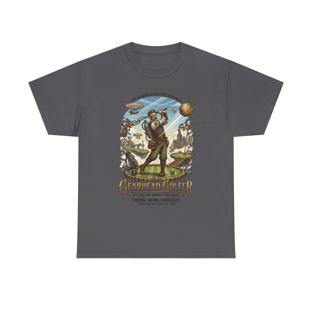 Steampunk Golf T-Shirt - 'Gearhead Golfer' Vintage Car & Golf Humor Tee