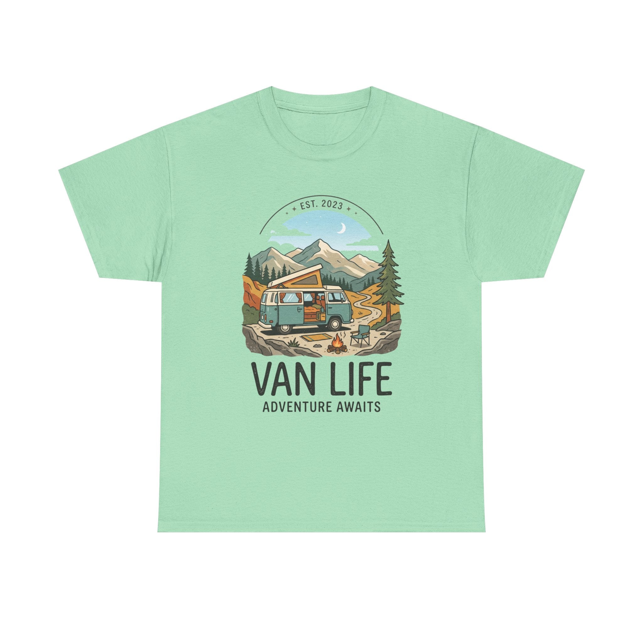 Van Life Adventure Awaits Unisex Heavy Cotton Tee