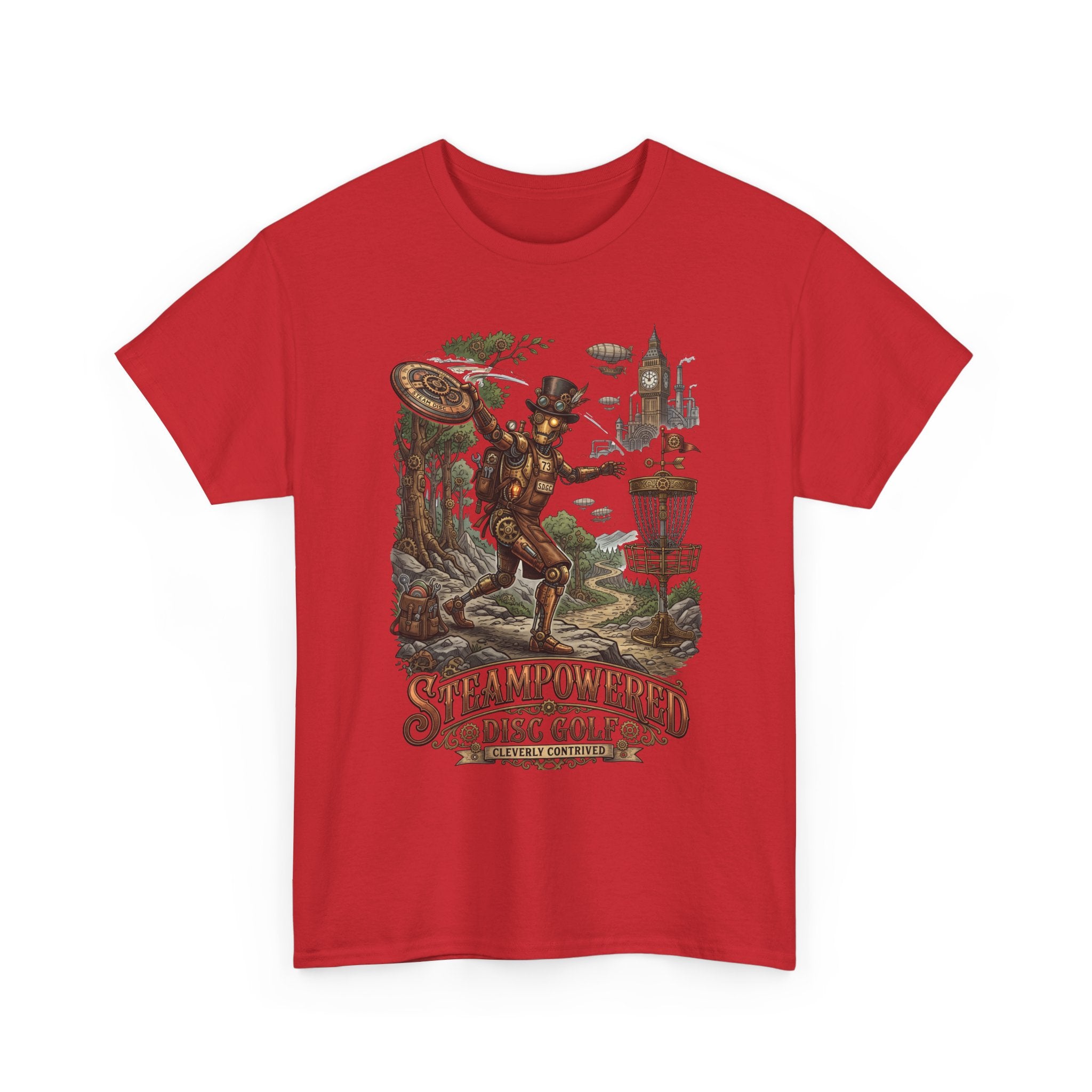 Steampunk Disc Golf T-Shirt – "Steampowered Disc Golf" Vintage Style