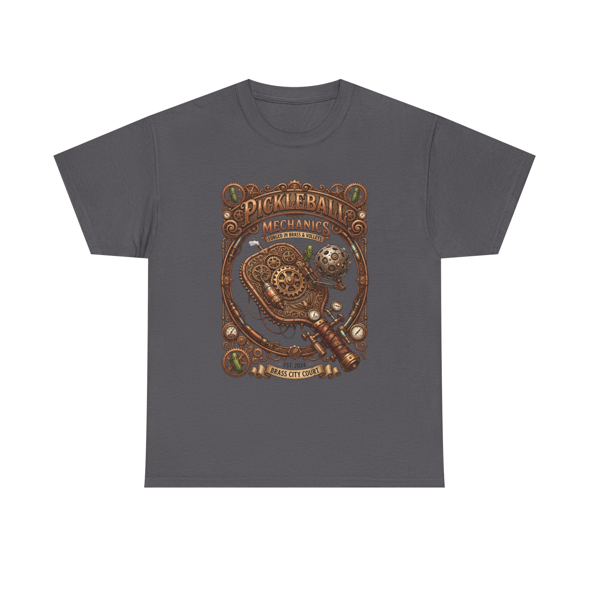 Pickleball Mechanics T-Shirt — Vintage Steampunk Paddle Design