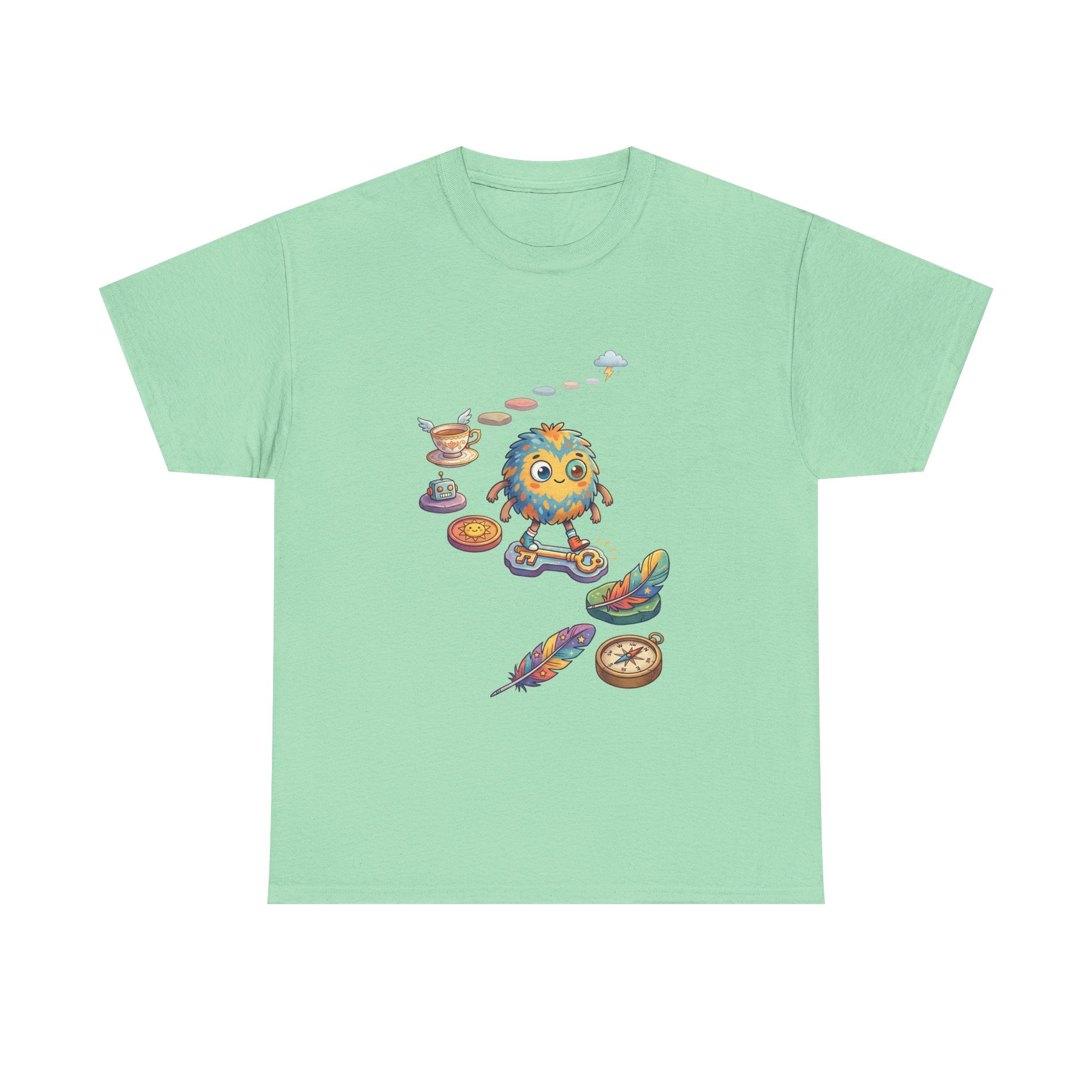 T-Shirt — Whimsical Cosmic Creature with Ritual Objects Graphic Tee
