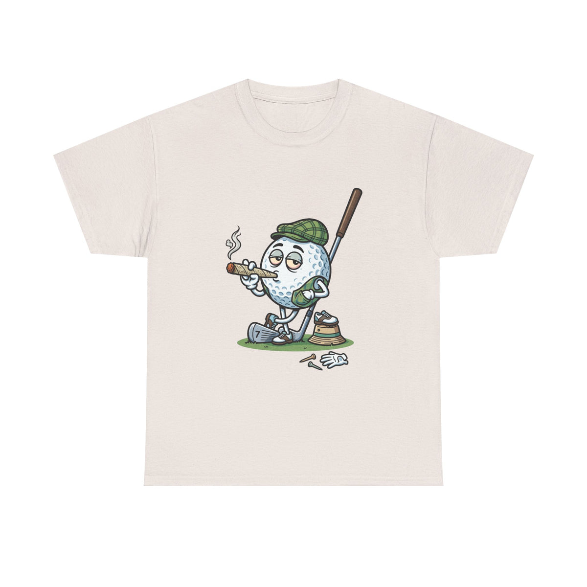 1 Golf Ball Cartoon T-Shirt — Weed Smoking Golfer Vintage Style Tee