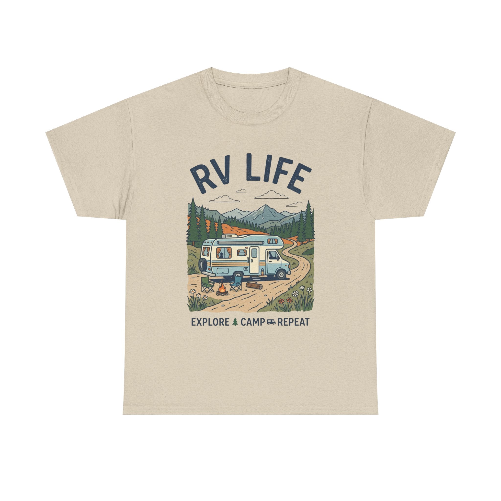 RV Life T-Shirt - Explore & Camp Repeat Vintage Camper Tee