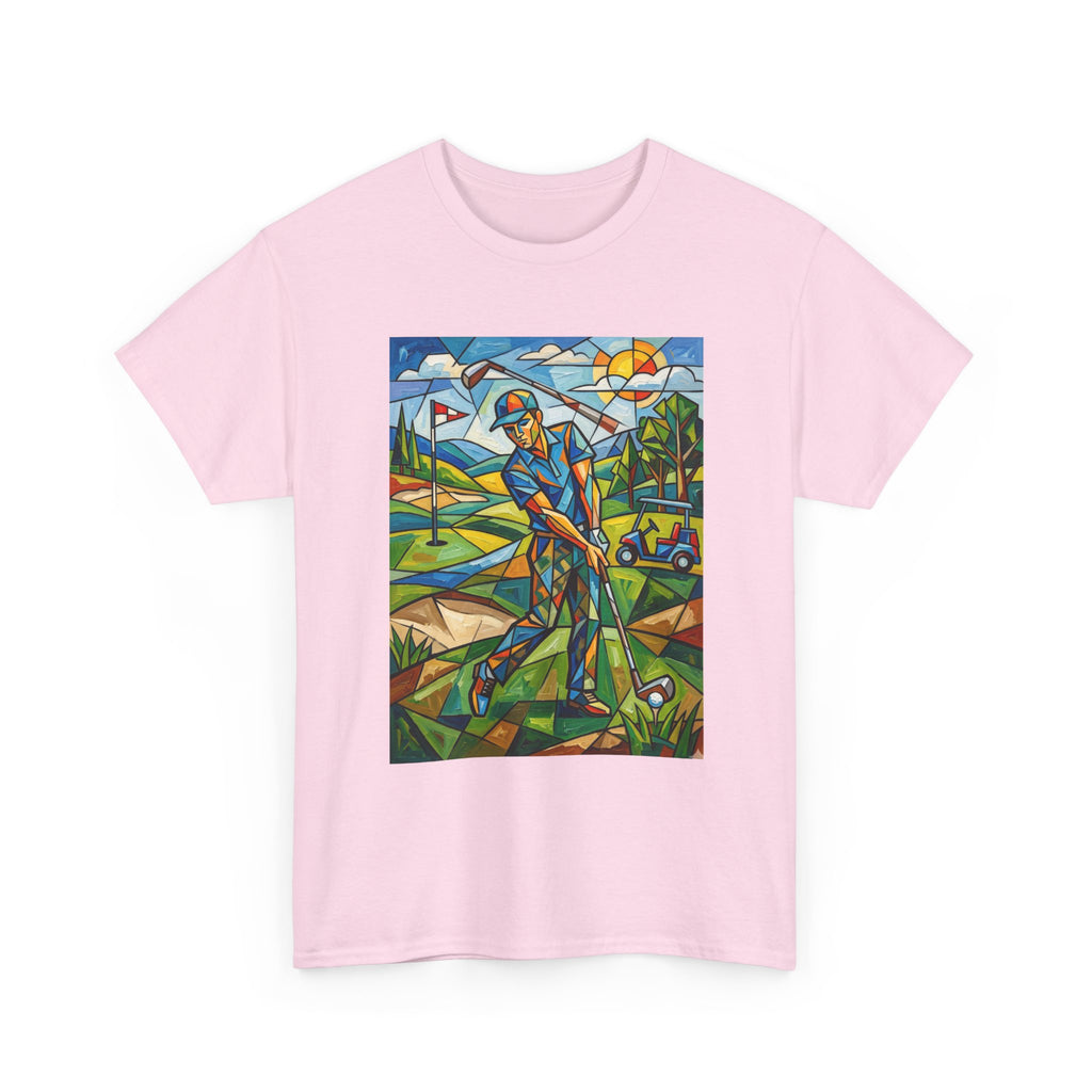 Golf Stained Glass Art Tee — Colorful Golfer Graphic T-Shirt