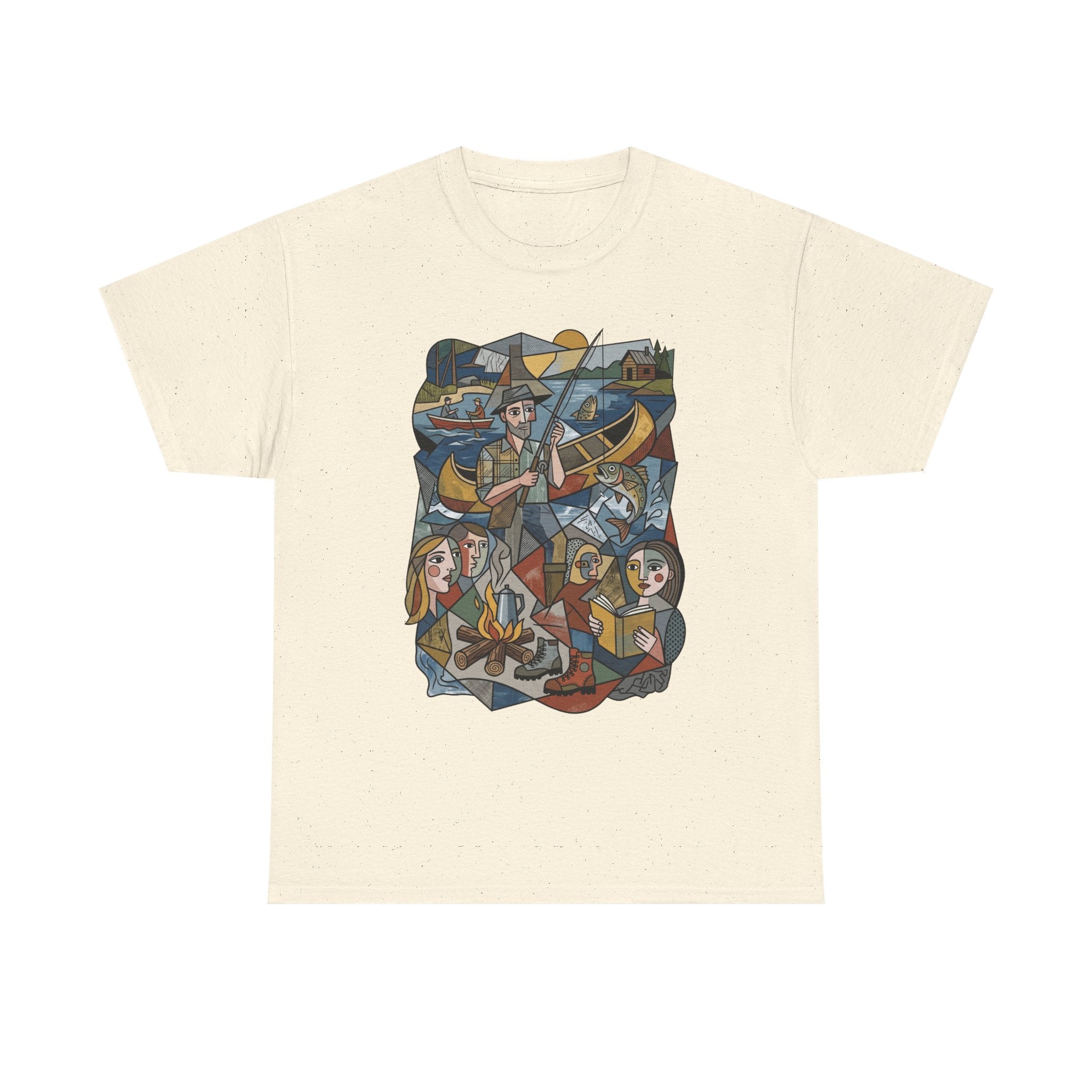 T-Shirt — Nautical Folk Art Crew: Illustrated Sailing, Fishing & Harbor Scene