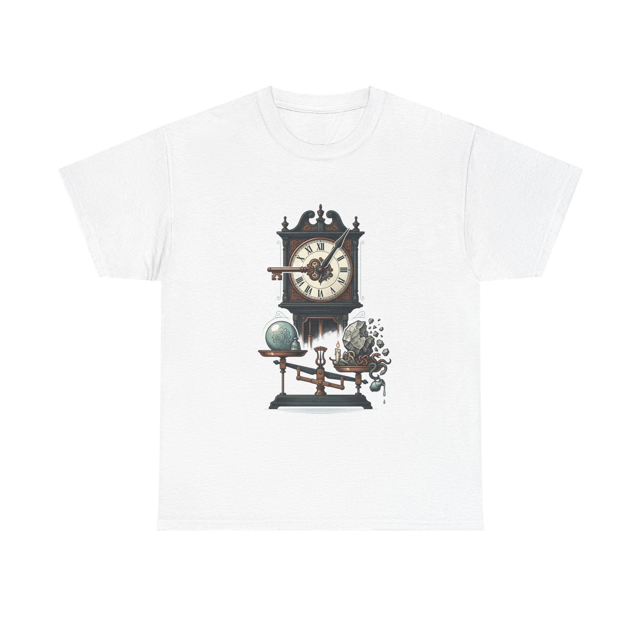 Vintage Clock & Globe Tee — Steampunk Timekeeper Graphic T-Shirt