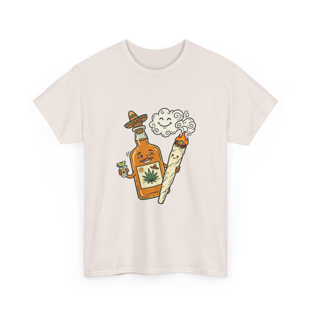 A Cannabis & Tequila Tee — Funny Joint and Bottle Graphic T-Shirt
