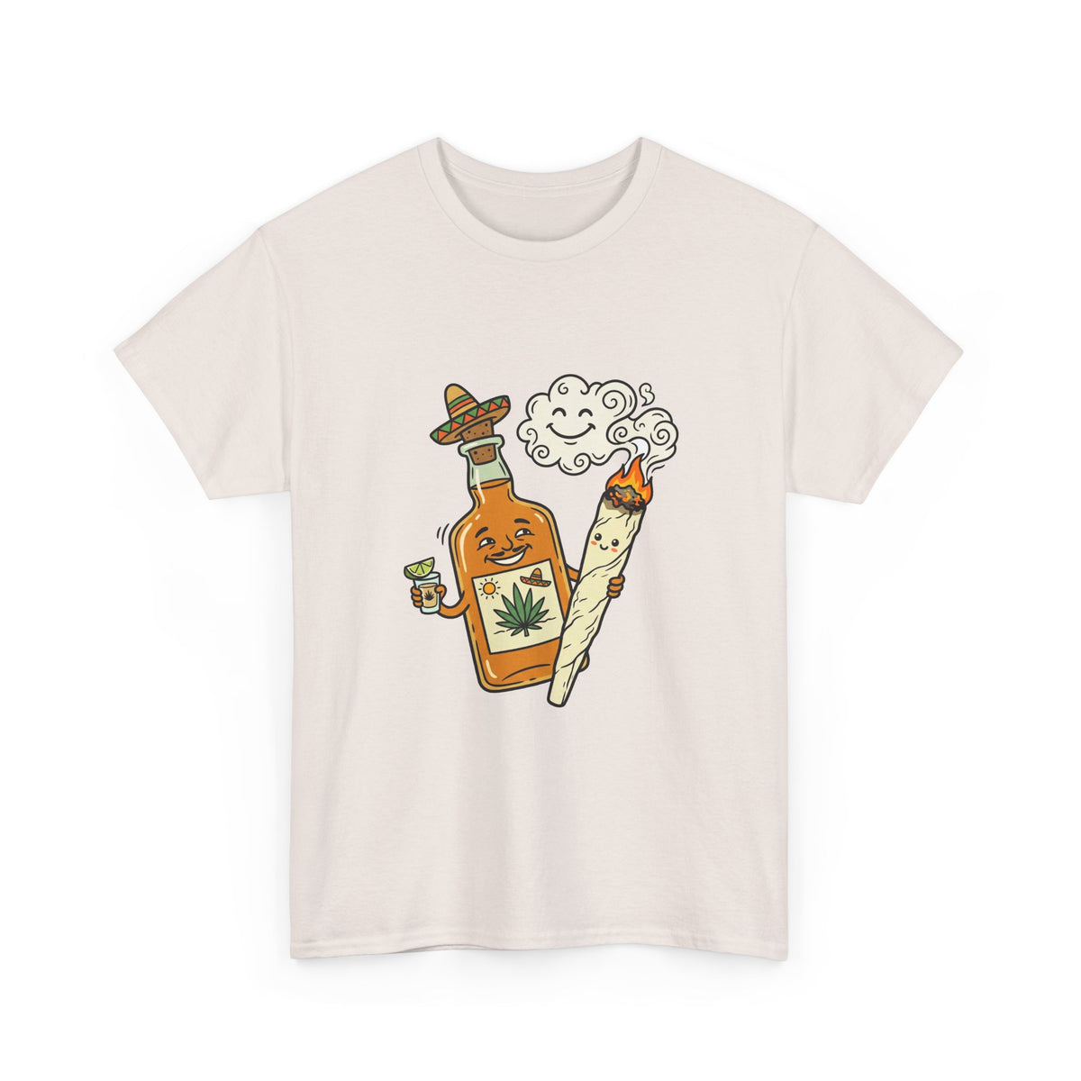 A Cannabis & Tequila Tee — Funny Joint and Bottle Graphic T-Shirt