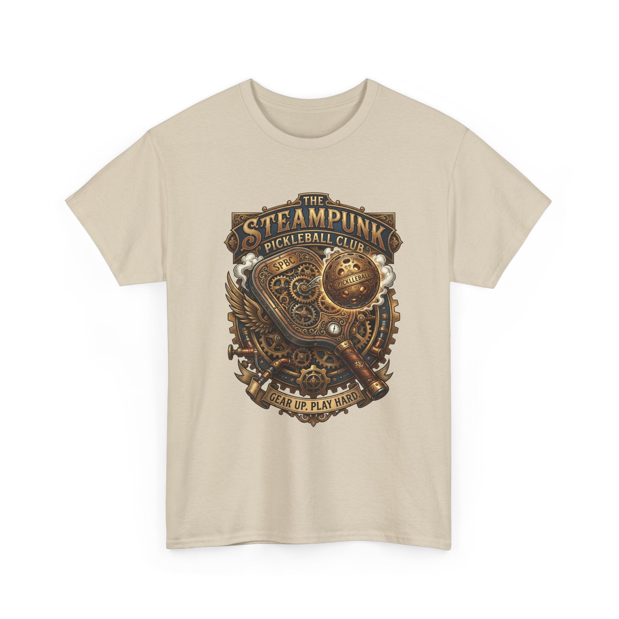 Steampunk Pickleball Club T‑Shirt – Vintage Gear & Gears Graphic Tee