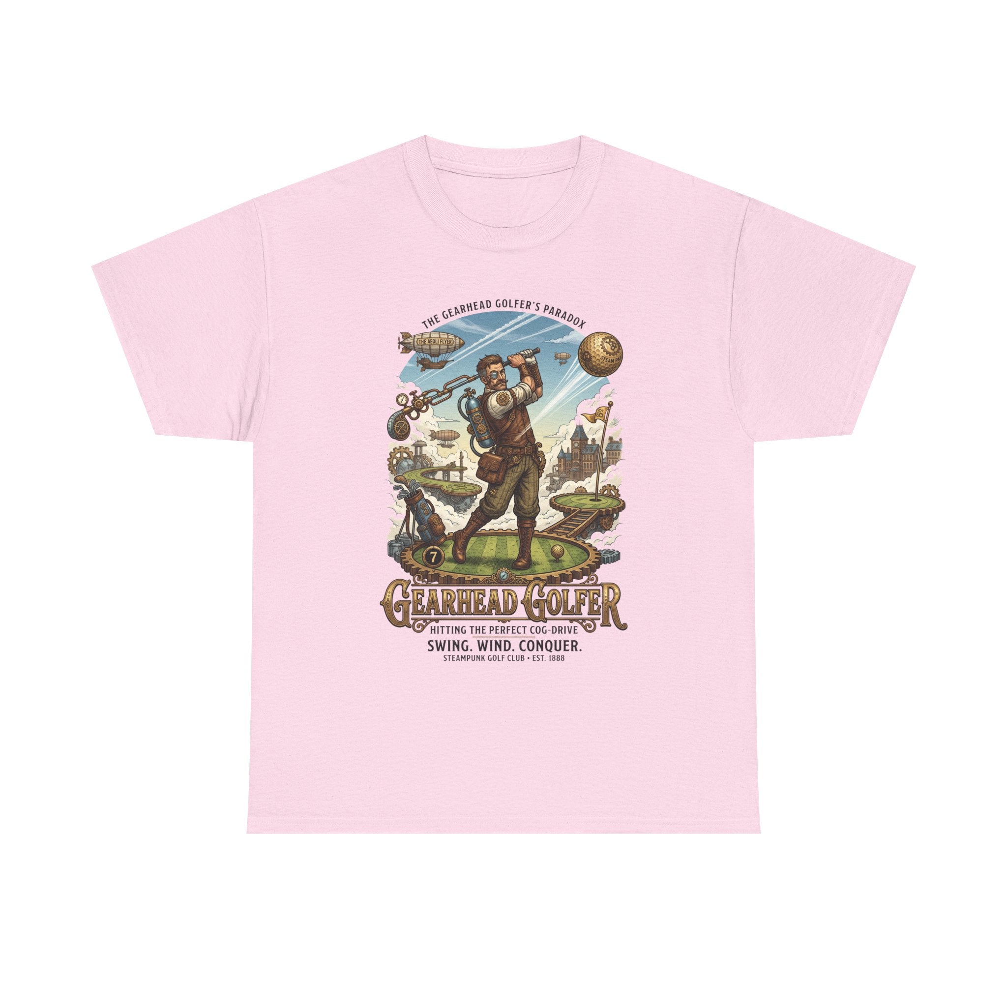 Steampunk Golf T-Shirt - 'Gearhead Golfer' Vintage Car & Golf Humor Tee