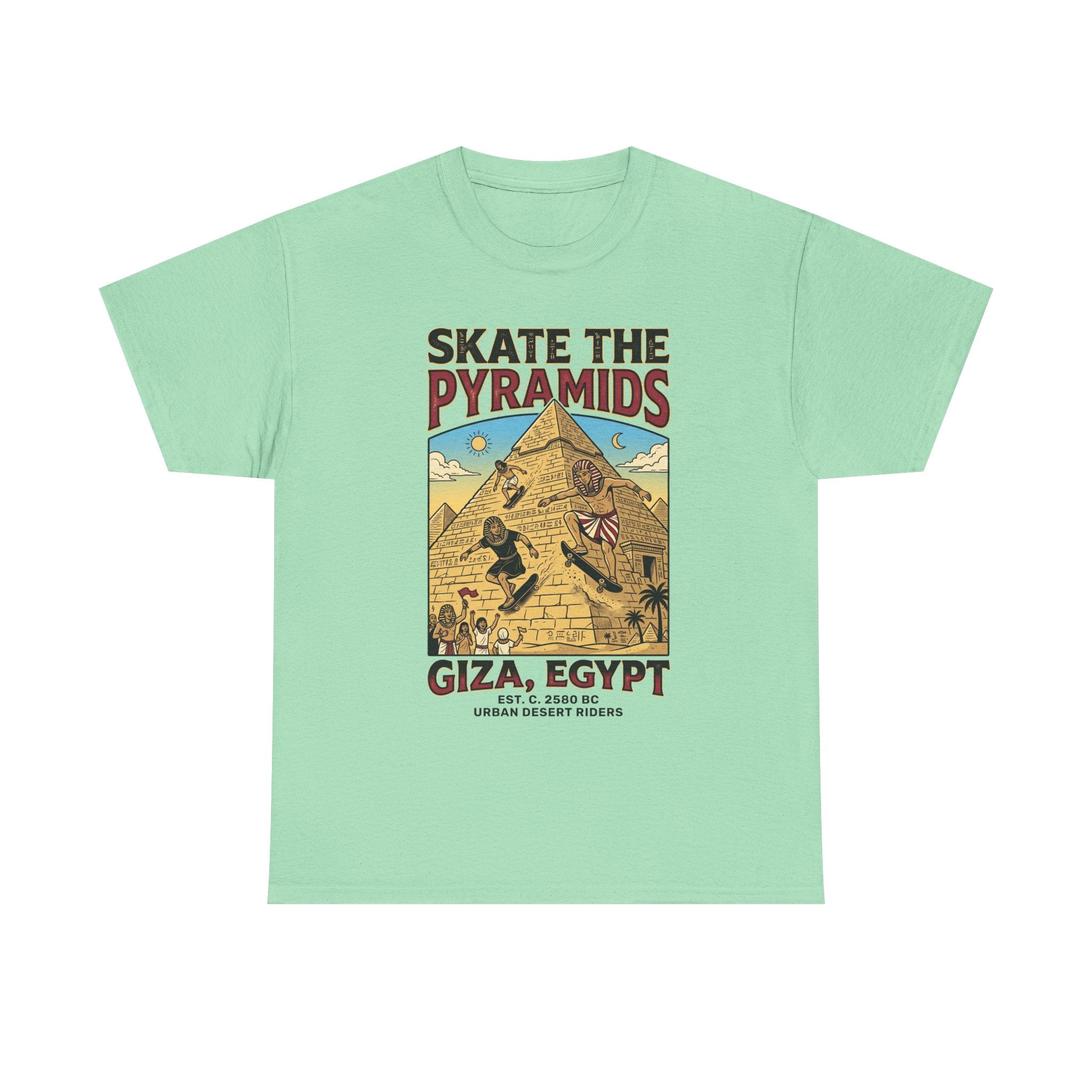 Skate The Pyramids Tee — Giza Egypt Skateboarding Graphic T-Shirt
