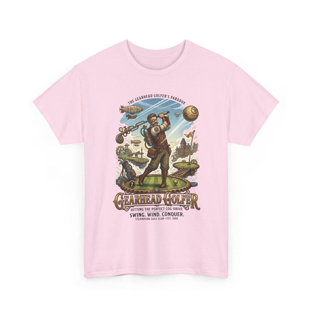 Steampunk Golf T-Shirt - 'Gearhead Golfer' Vintage Car & Golf Humor Tee