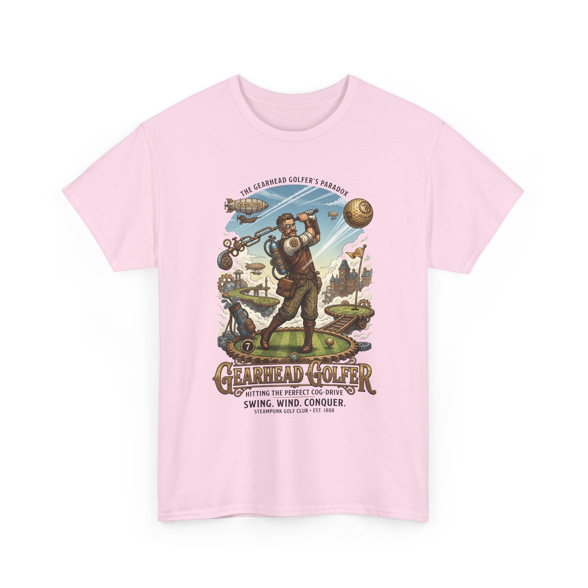 Steampunk Golf T-Shirt - 'Gearhead Golfer' Vintage Car & Golf Humor Tee