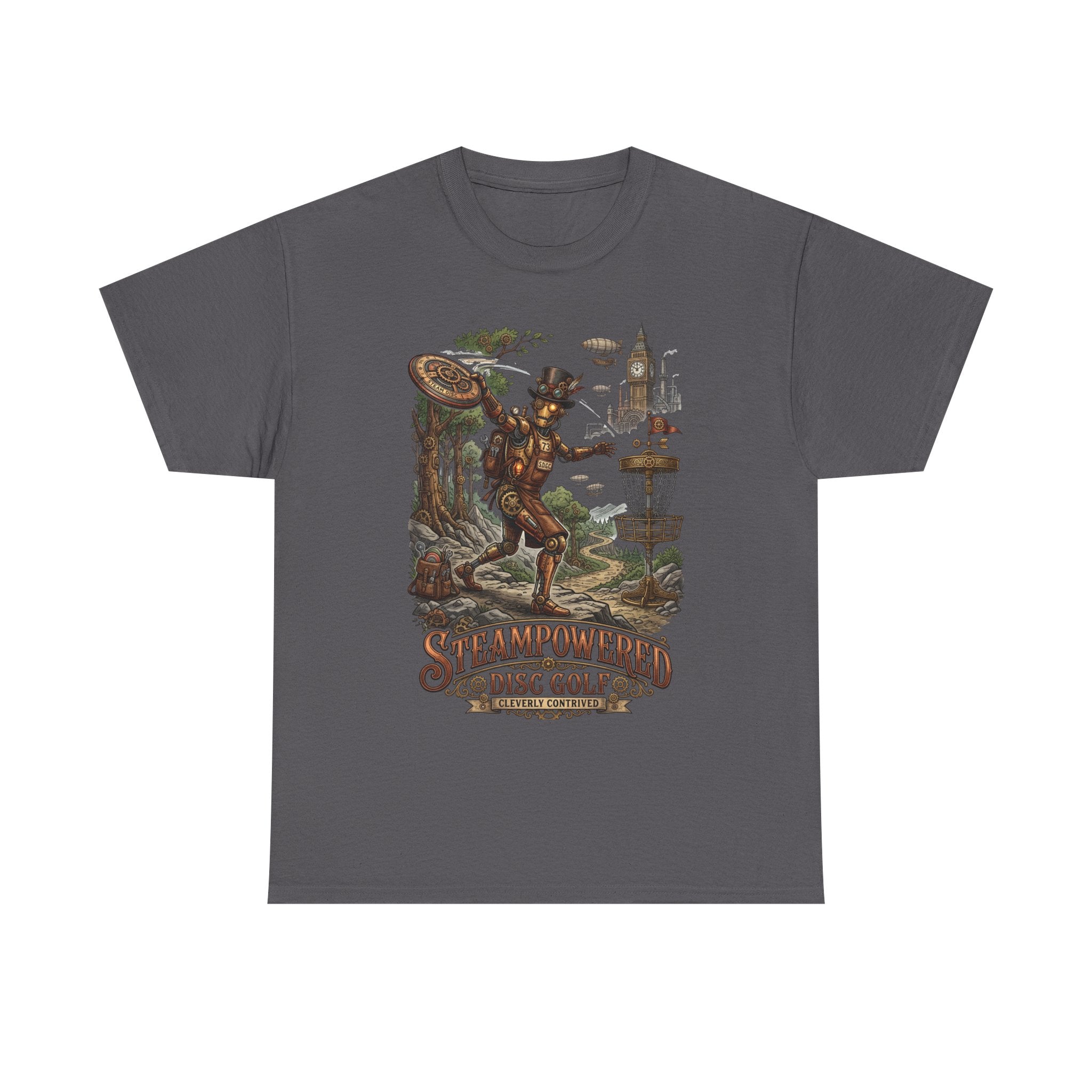 Steampunk Disc Golf T-Shirt – "Steampowered Disc Golf" Vintage Style