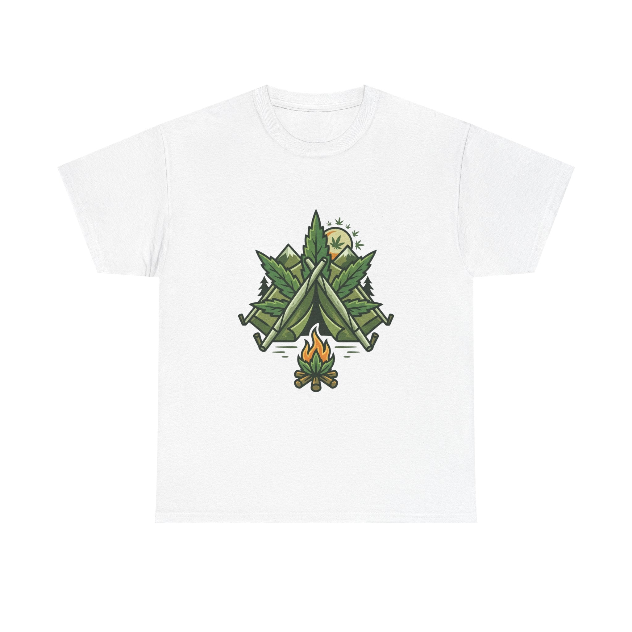 Camping Tent & Campfire T-Shirt — Outdoor Adventure Nature Tee