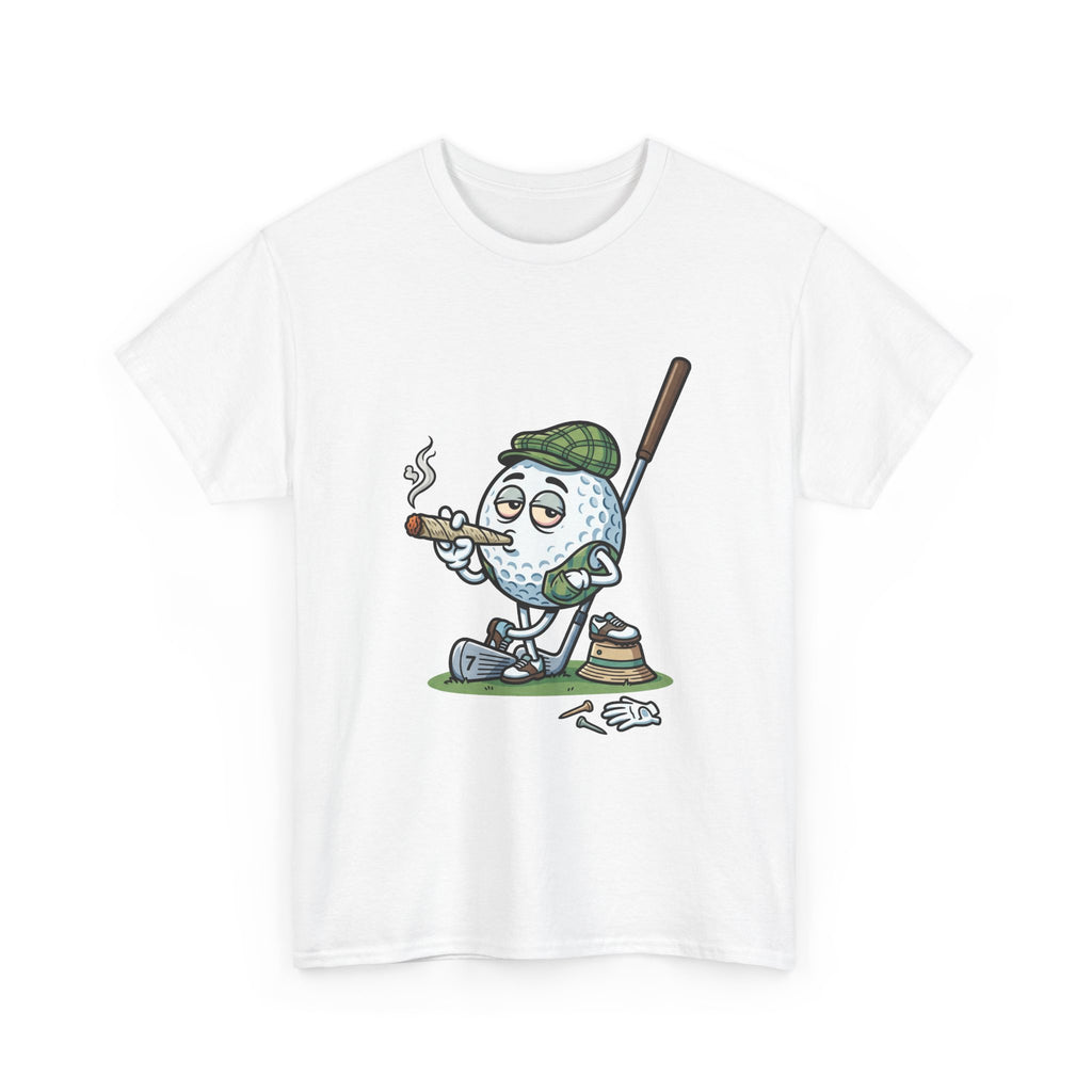 Golf Ball Cartoon T-Shirt — Weed Smoking Golfer Vintage Style Tee