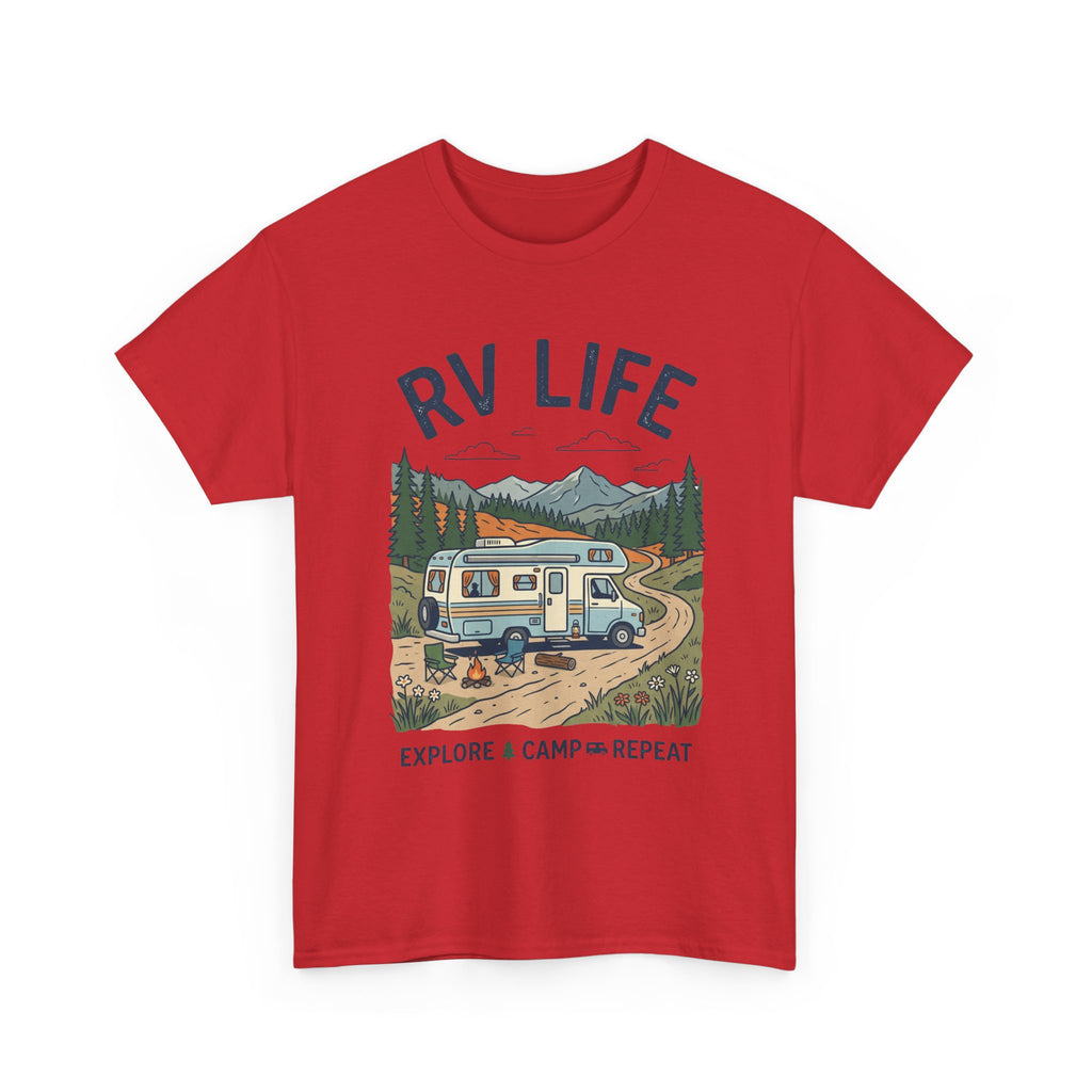 RV Life T-Shirt - Explore & Camp Repeat Vintage Camper Tee