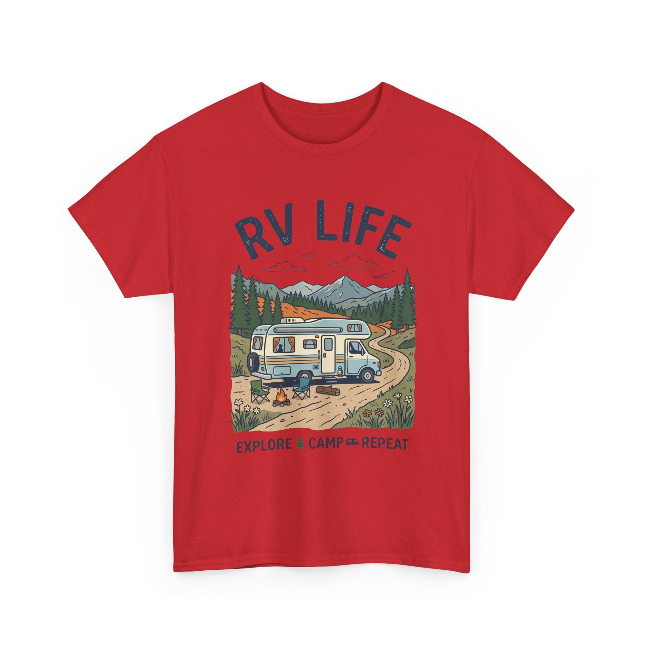 RV Life T-Shirt - Explore & Camp Repeat Vintage Camper Tee