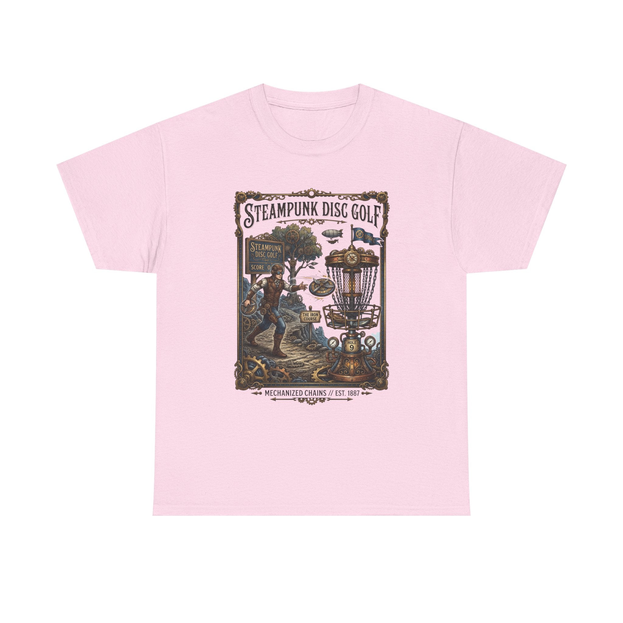 Steampunk Disc Golf T-Shirt — Vintage Victorian Disc Golf Poster Tee