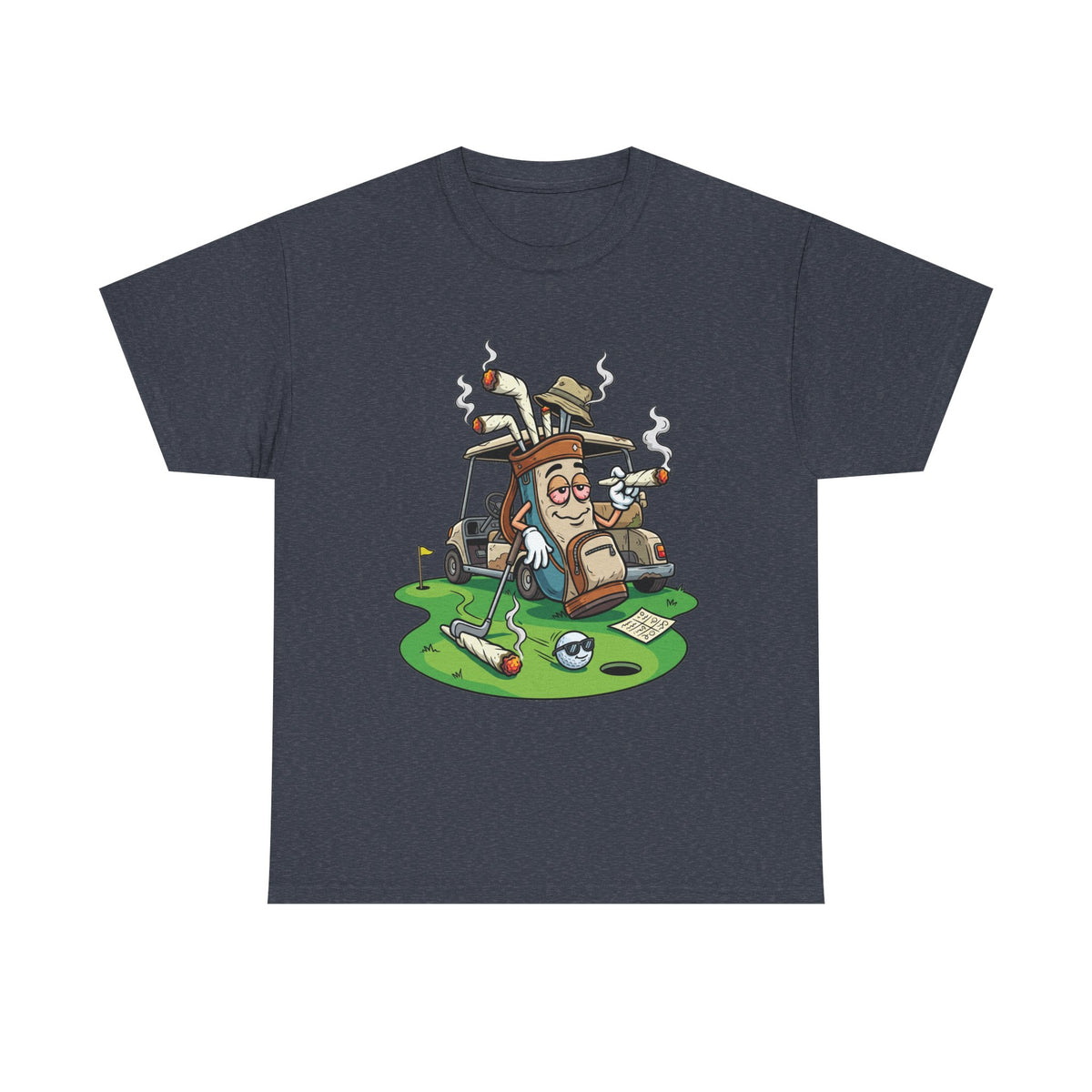 1 Golf weed Lounge T‑Shirt — Relaxed Golfer Cartoon Tee