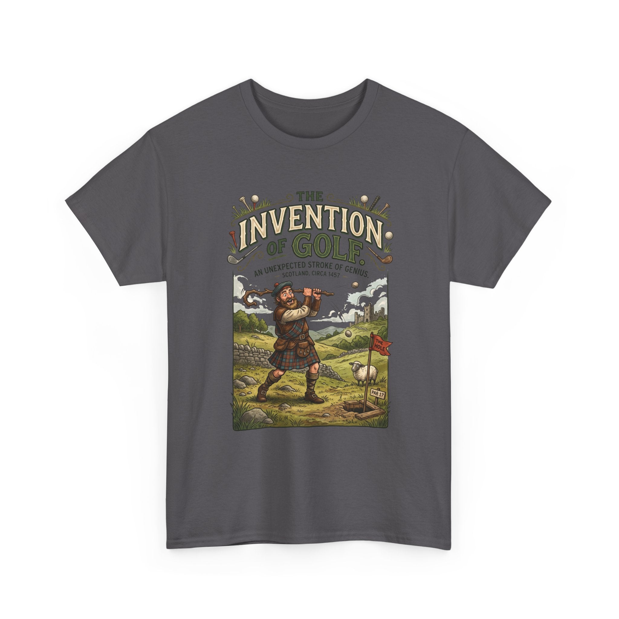 Golf Tee — 'The Invention of Golf' Vintage Golfing Graphic Shirt