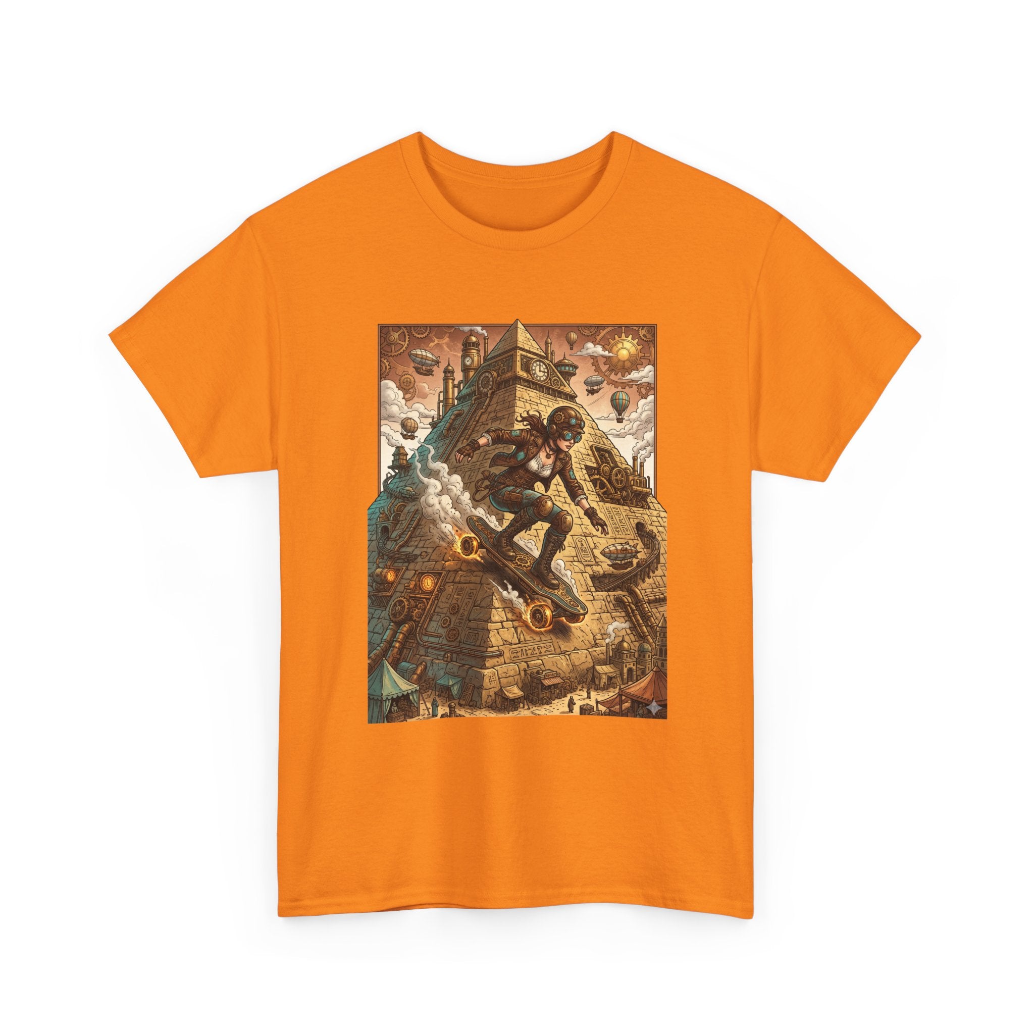 Steampunk Girl Skateboarder Art Print Tee Pyramid