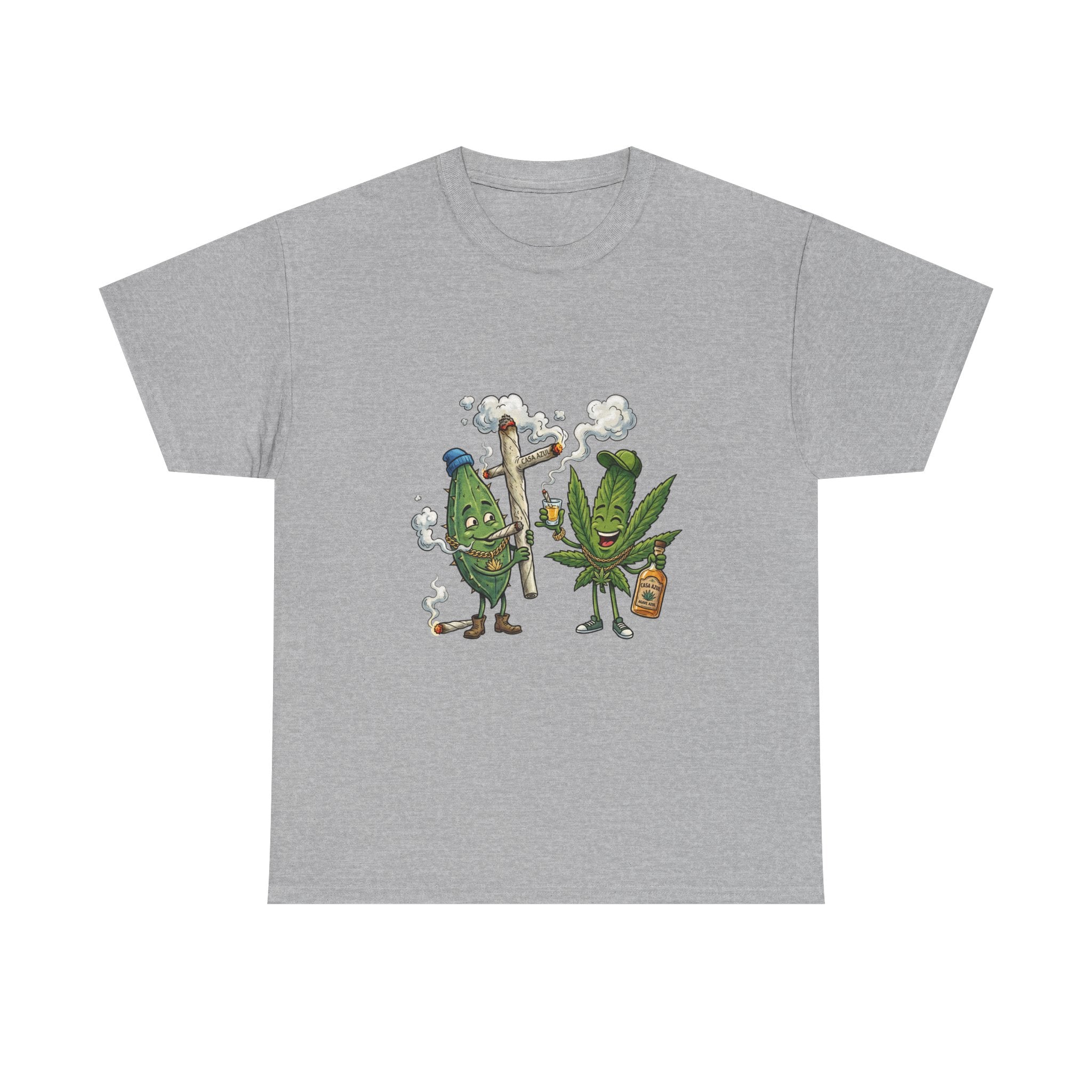1 Tequila & Cannabis Buds Cartoon Tee — Funny Smoking Weed Plant Graphic T-Shirt