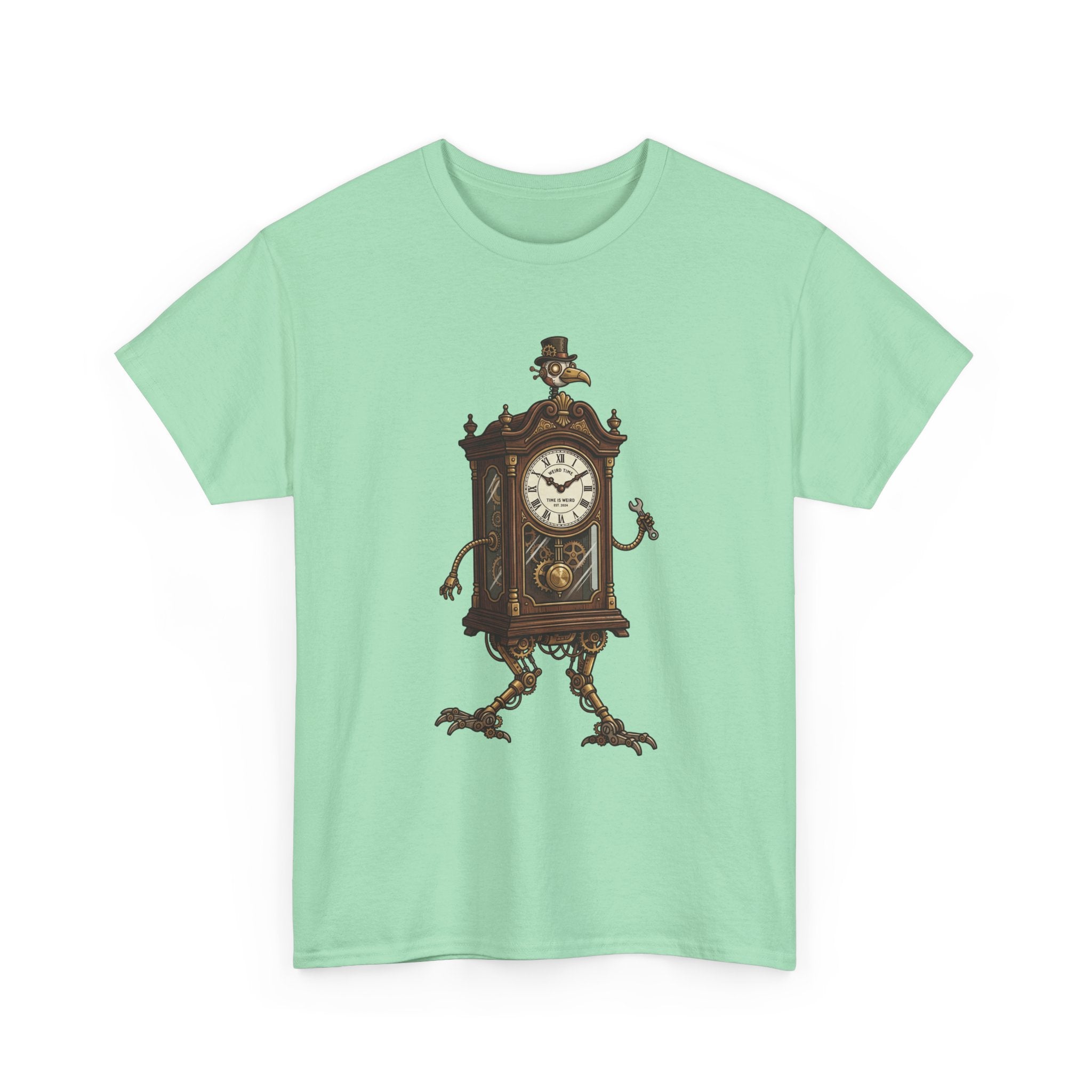 Clockwork Grandfather Tee — Vintage Walking Clock Graphic T-Shirt
