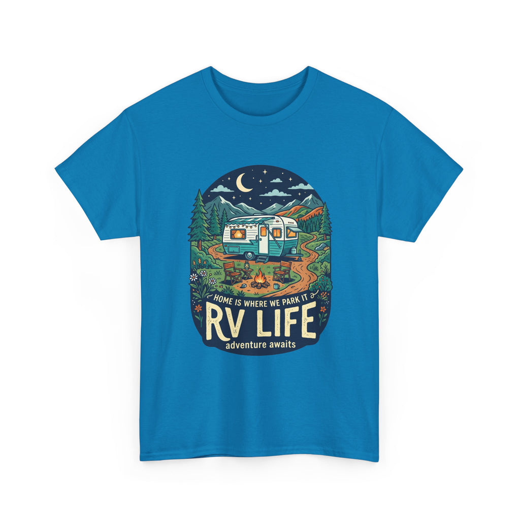 RV Life T-Shirt — Retro Camper Graphic Tee (“Home Is Where We Park It”)