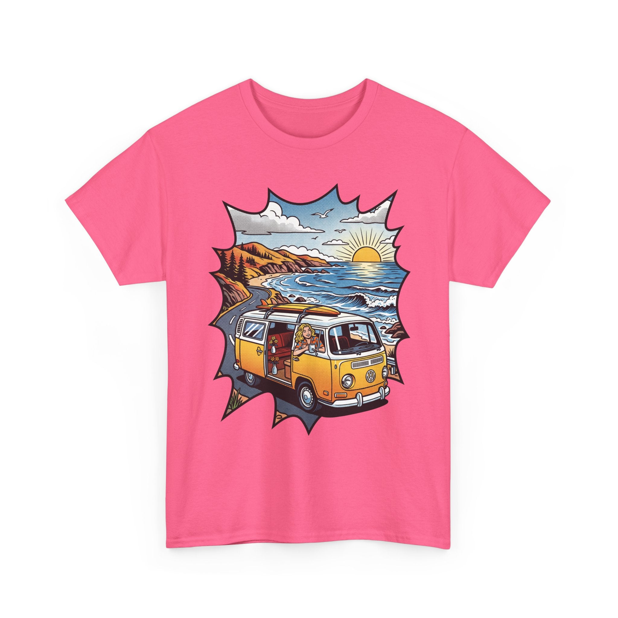 Road Trip Van T-Shirt — Vintage Camper Beach Sunset Tee